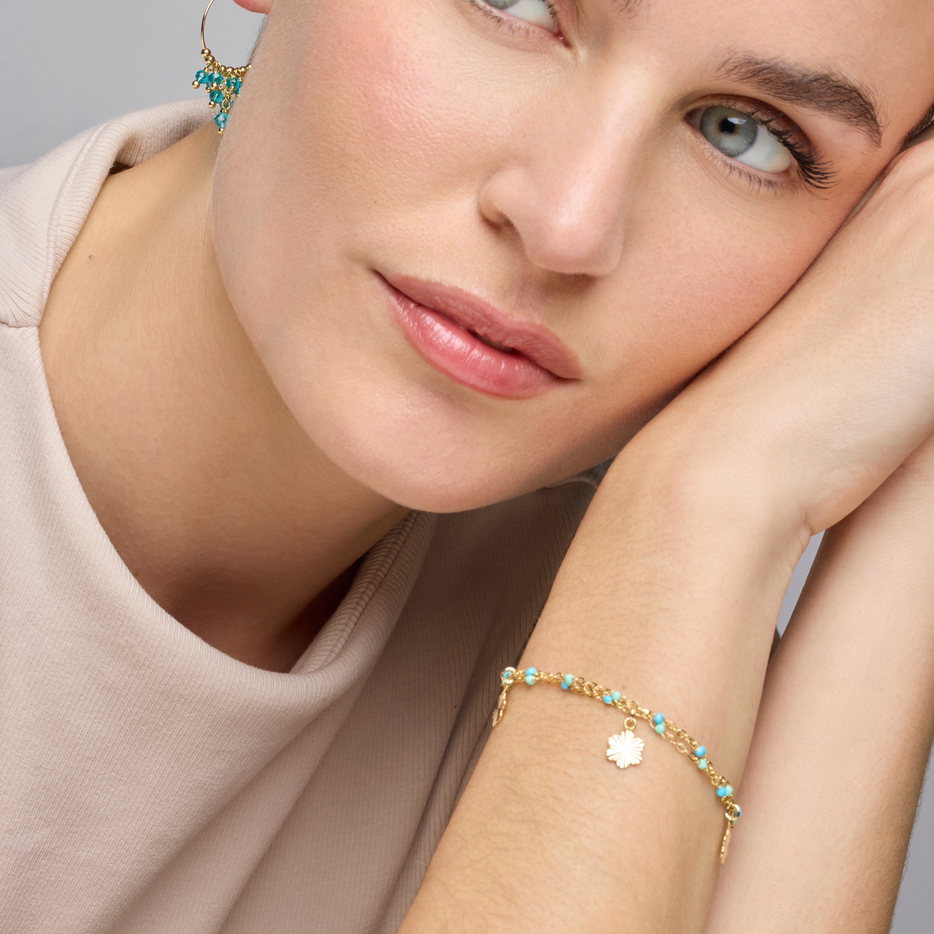 Pulsera de Plata de Ley 925 y Lacado Azul acabado oro amarillo de 18k - Lilith