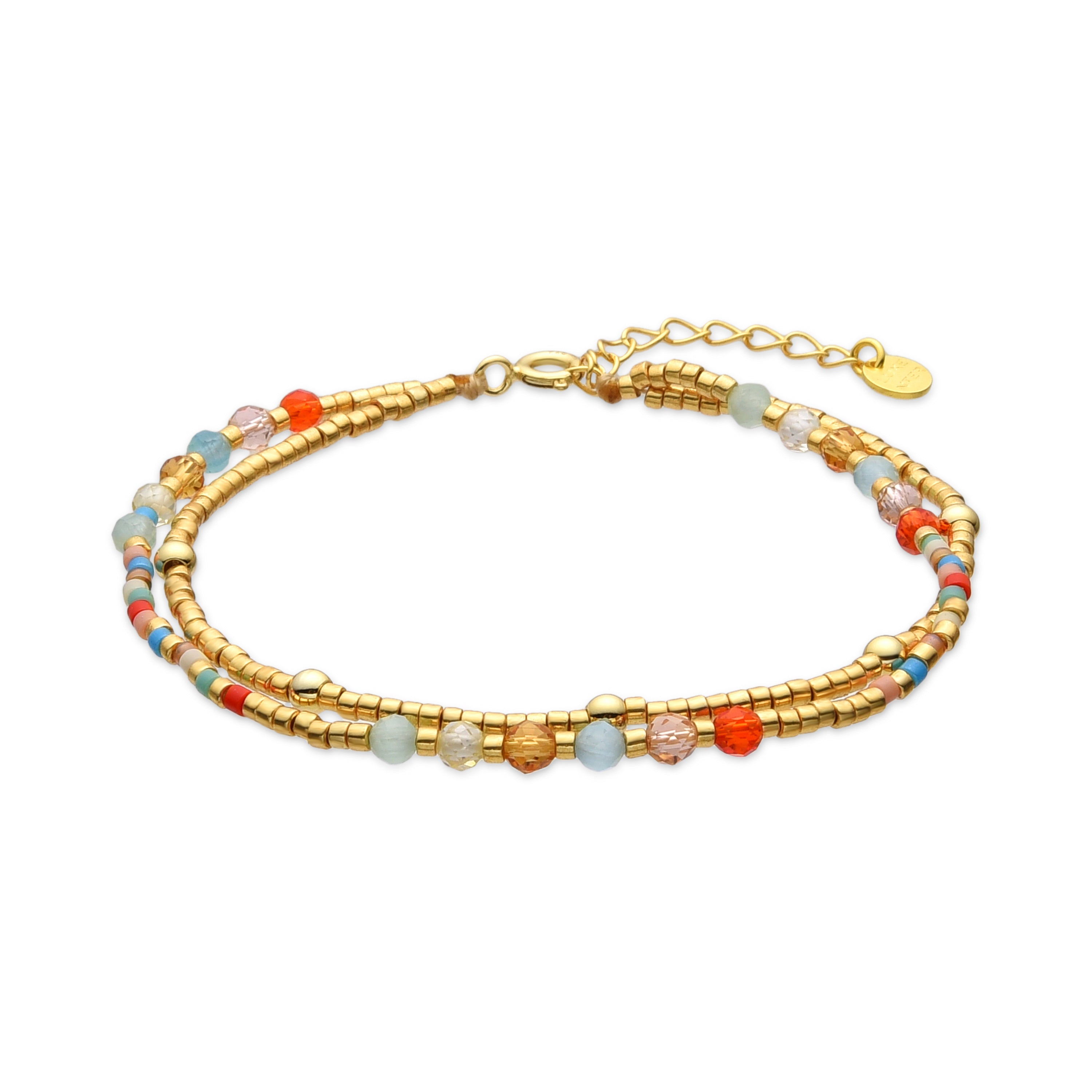 Pulsera de Plata de Ley 925 y Cristal Multicolor acabado oro amarillo de 18k - Guth