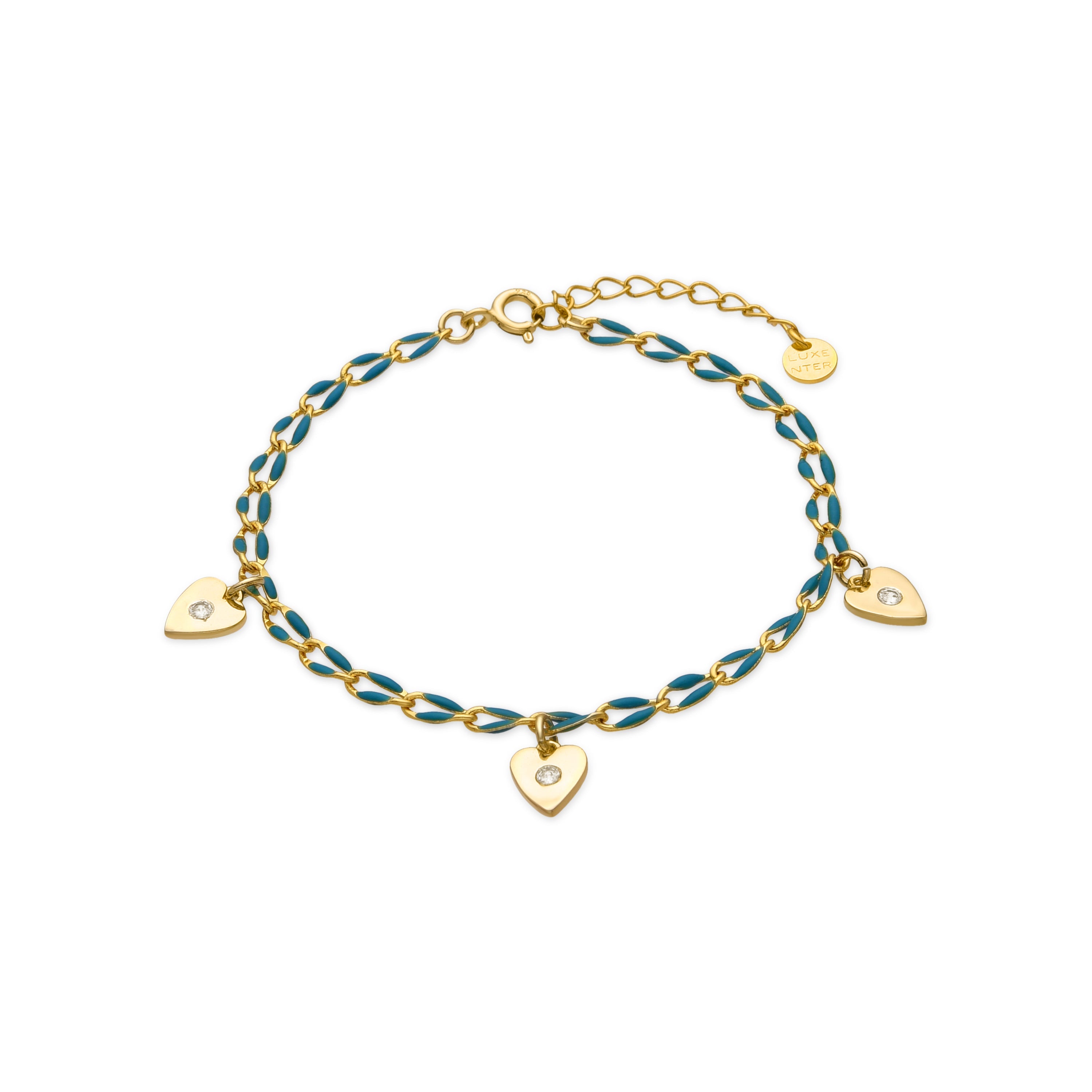 Pulsera de Plata de Ley 925 y Lacado Azul acabado oro amarillo de 18k - Drukya