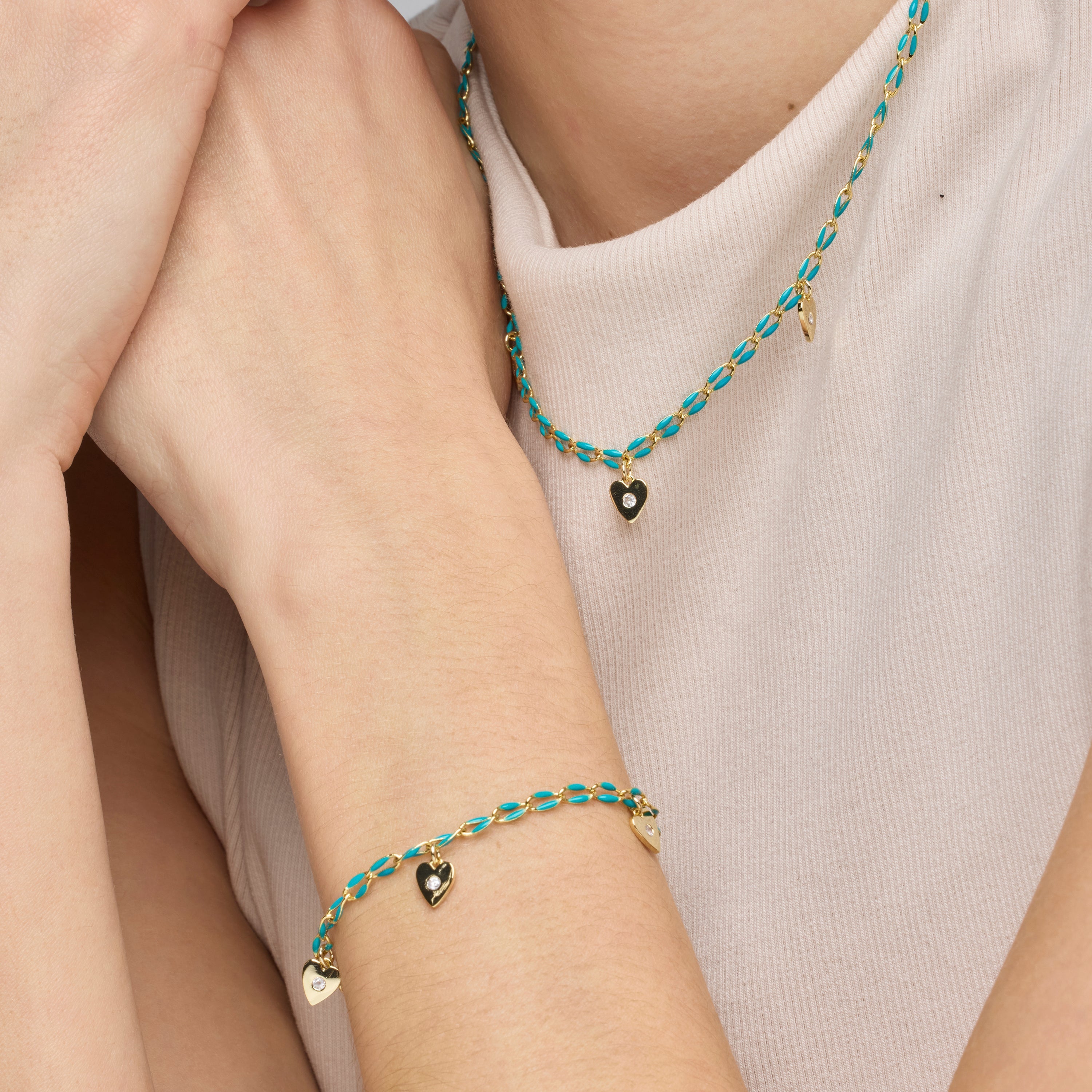 Pulsera de Plata de Ley 925 y Lacado Azul acabado oro amarillo de 18k - Drukya