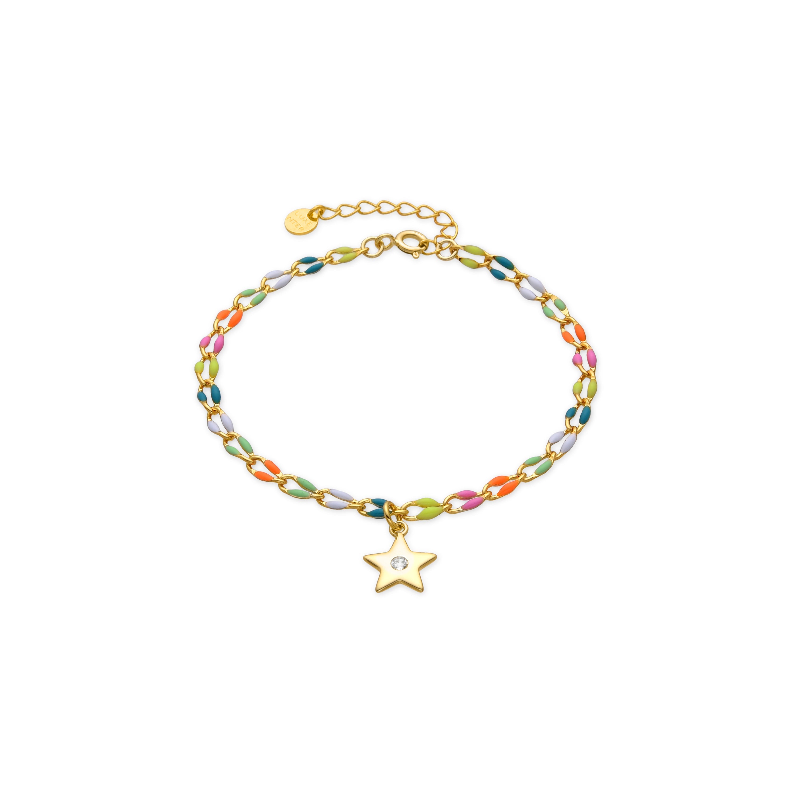 Pulsera de Plata de Ley 925 y Lacado Multicolor acabado oro amarillo de 18k - Saukha