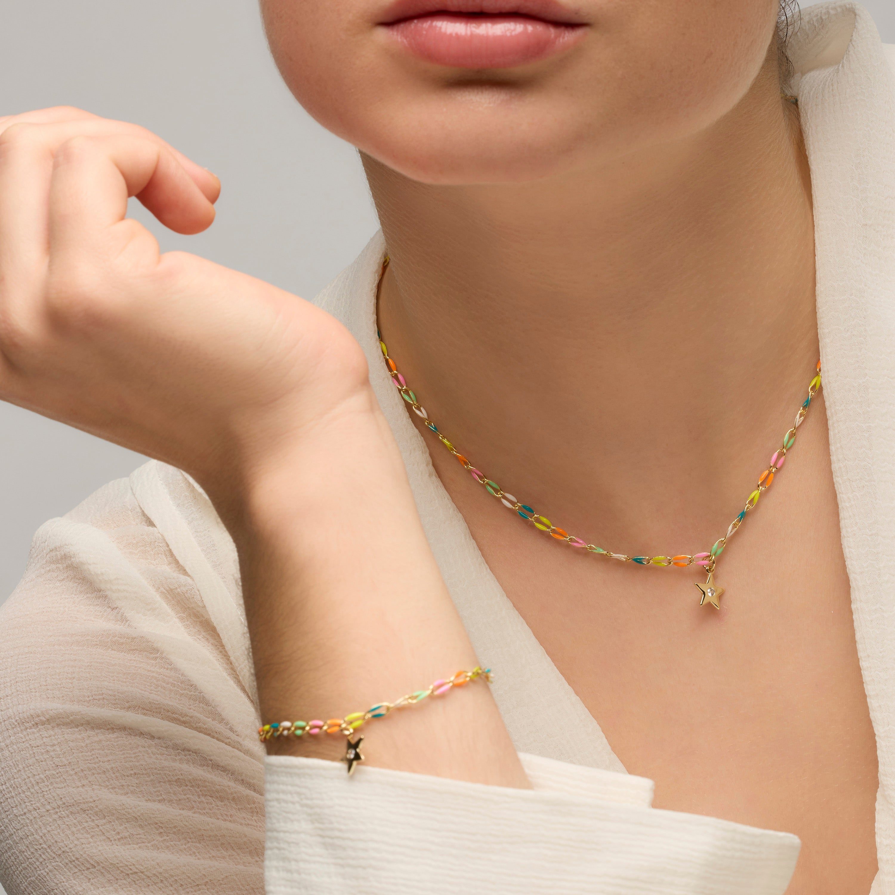 Pulsera de Plata de Ley 925 y Lacado Multicolor acabado oro amarillo de 18k - Saukha