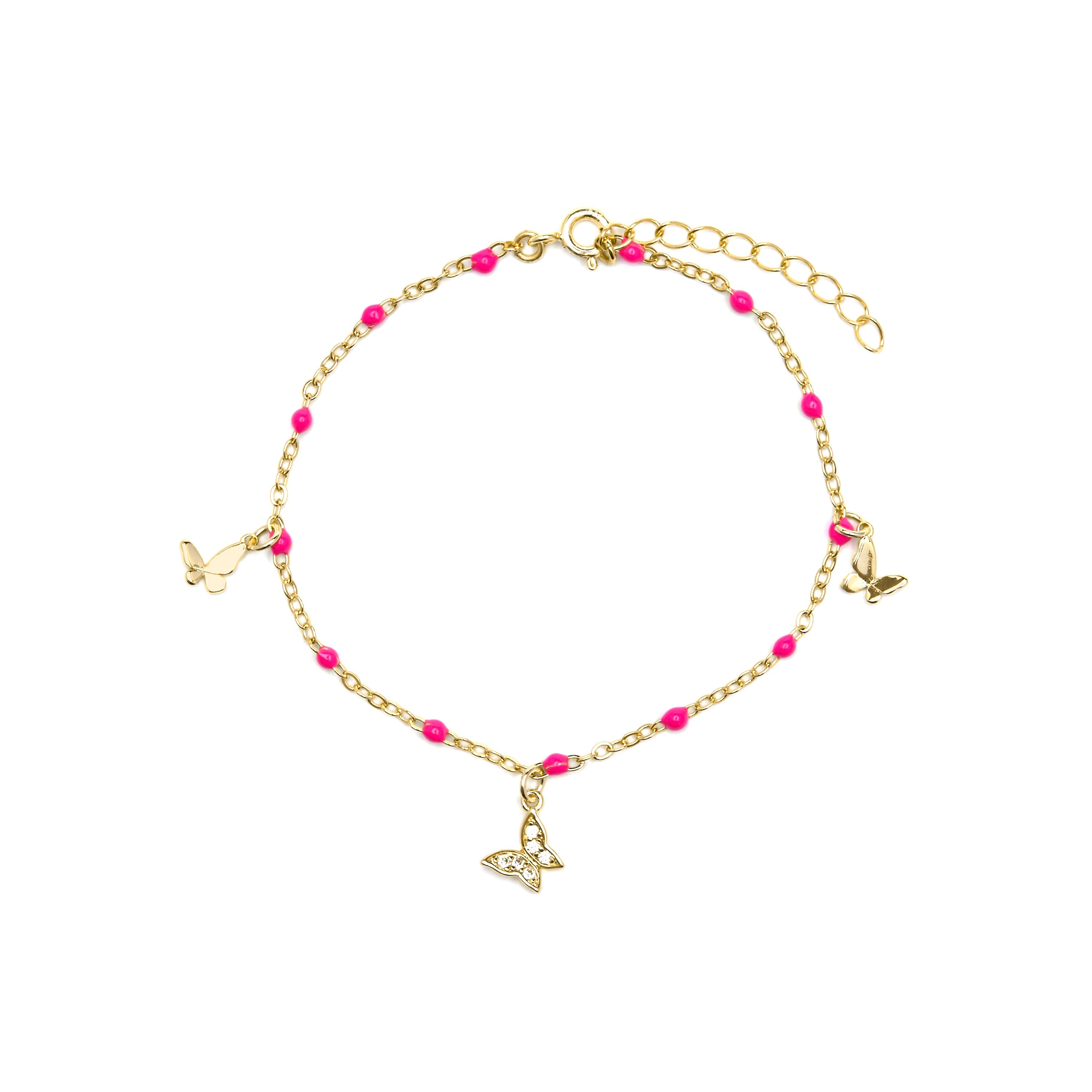 Pulsera de Plata de Ley 925 y Lacado Rosa acabado oro amarillo de 18k - Zumre