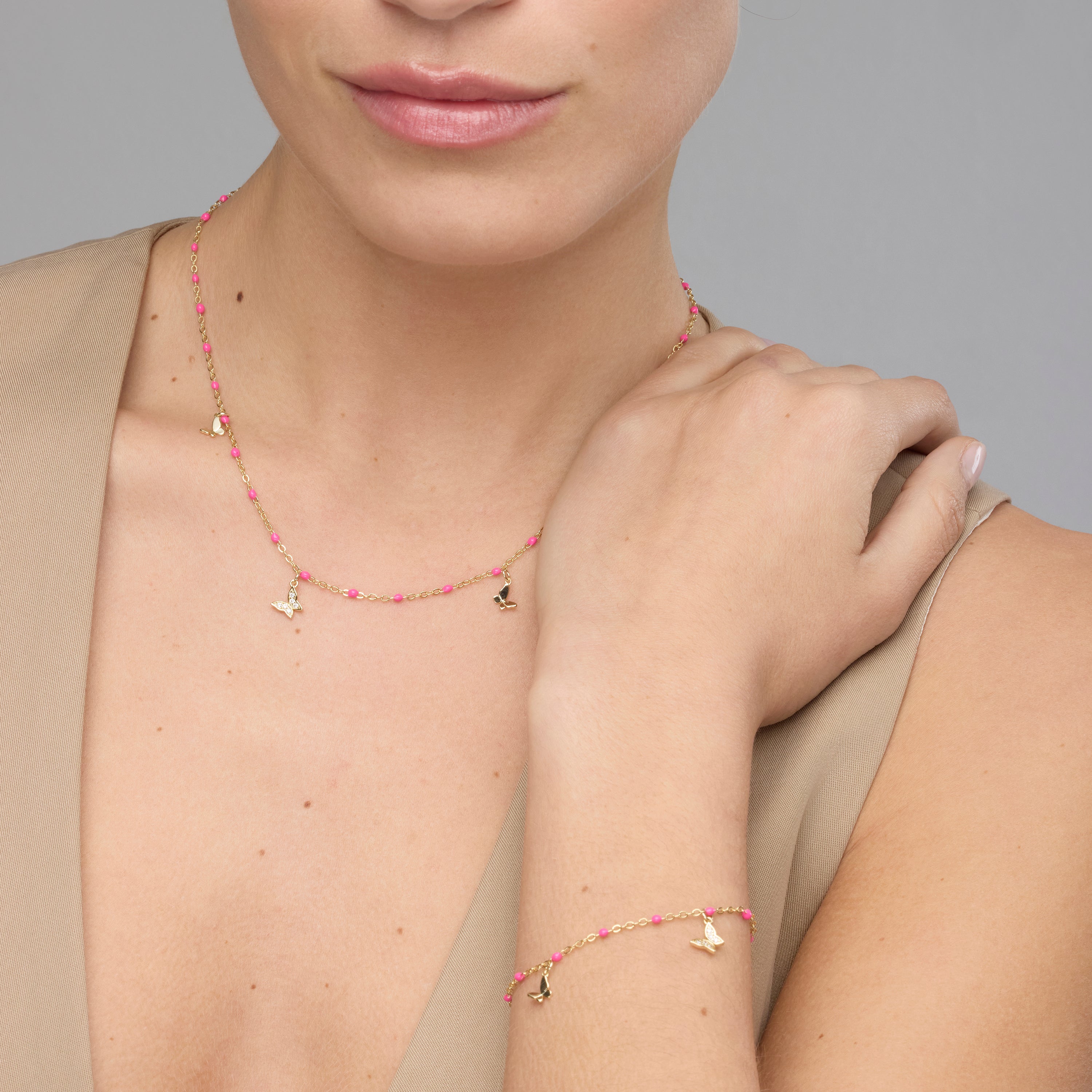 Pulsera de Plata de Ley 925 y Lacado Rosa acabado oro amarillo de 18k - Zumre