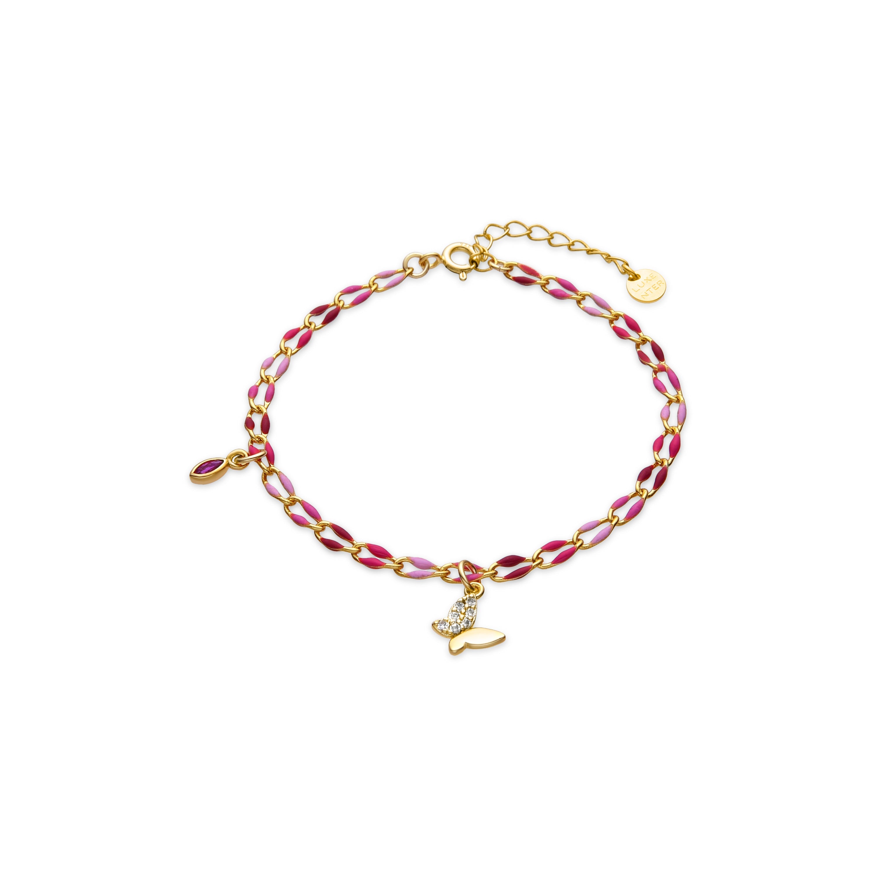 Pulsera de Plata de Ley 925 y Lacado Rosa acabado oro amarillo de 18k - Axelon