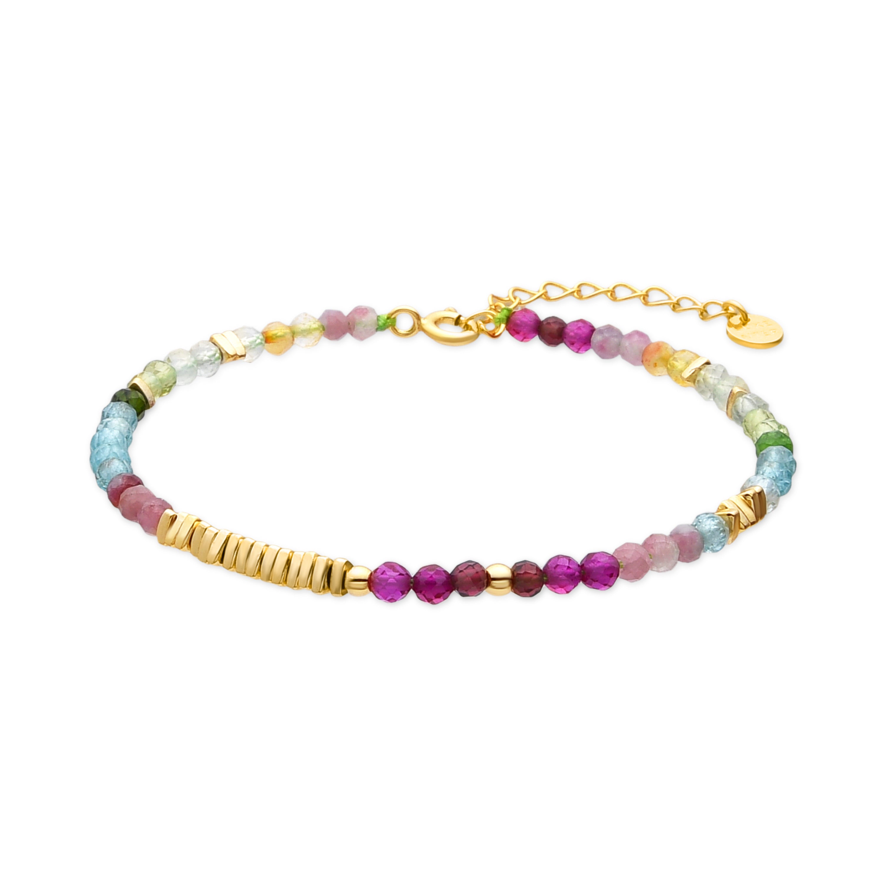 Pulsera de Plata de Ley 925 y Cristal Multicolor acabado oro amarillo de 18k - Ane