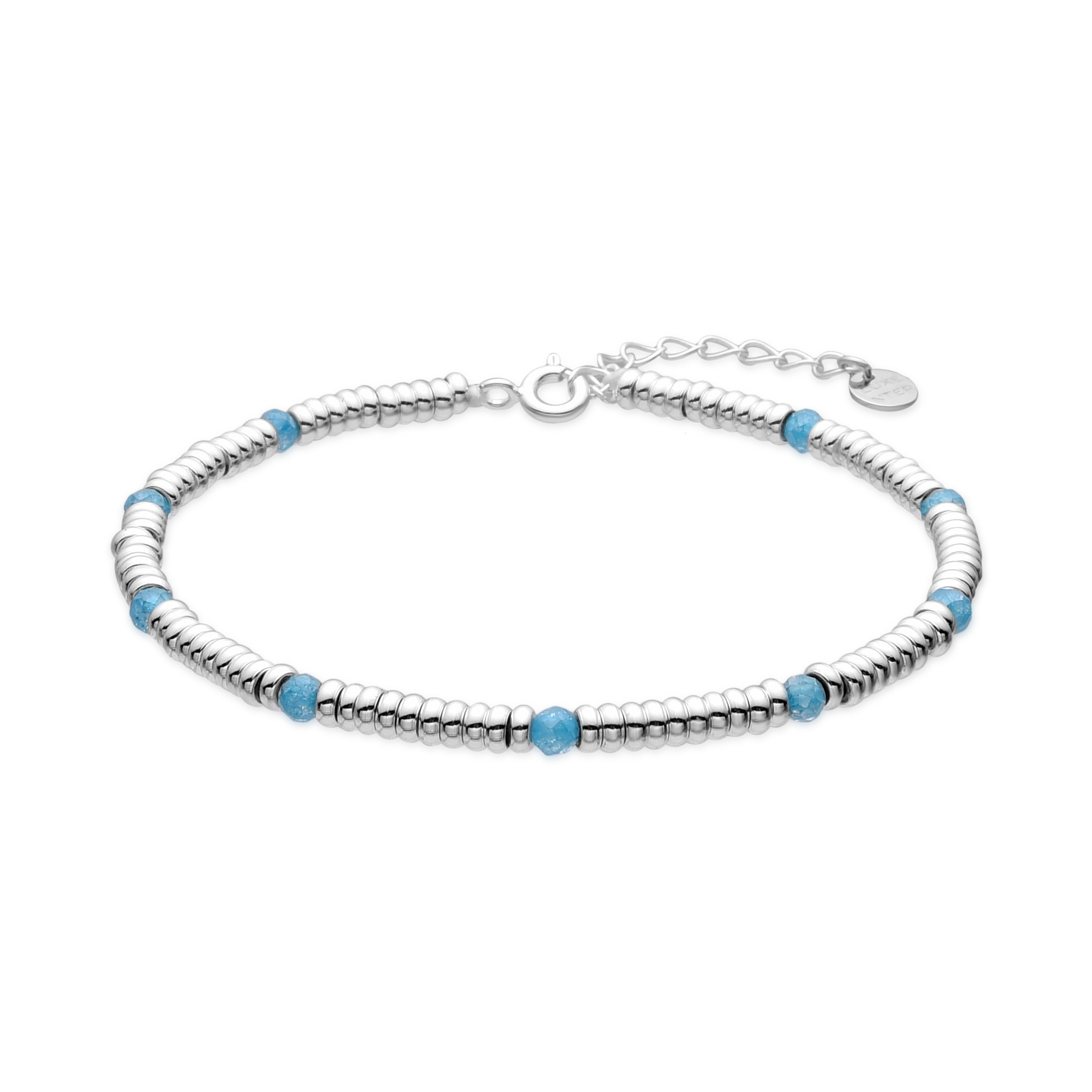 Pulsera de Plata de Ley 925 y Circonita Aguamarina acabado rodio - Deli