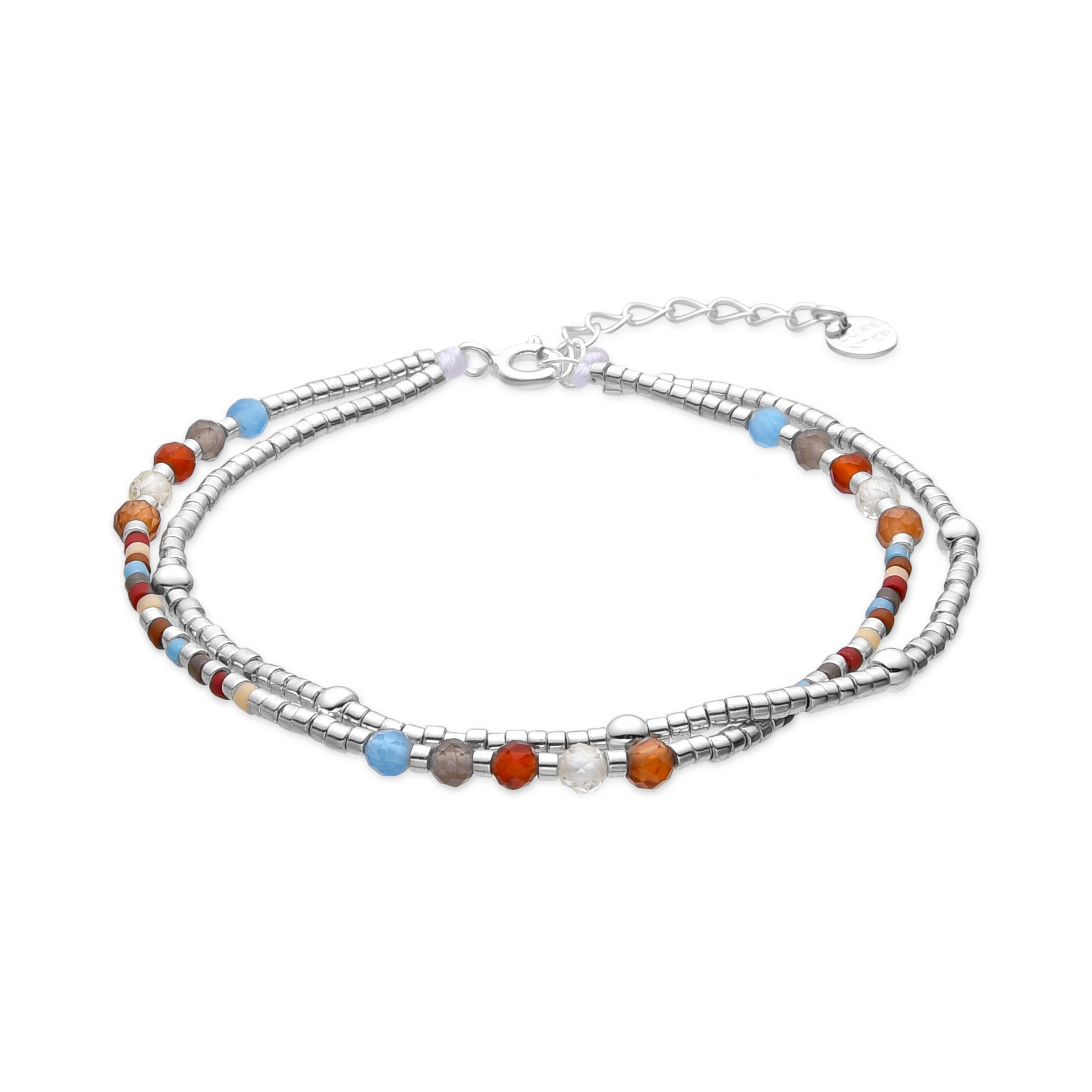 Pulsera de Plata de Ley 925 y Cristal Granate acabado rodio - Lareth