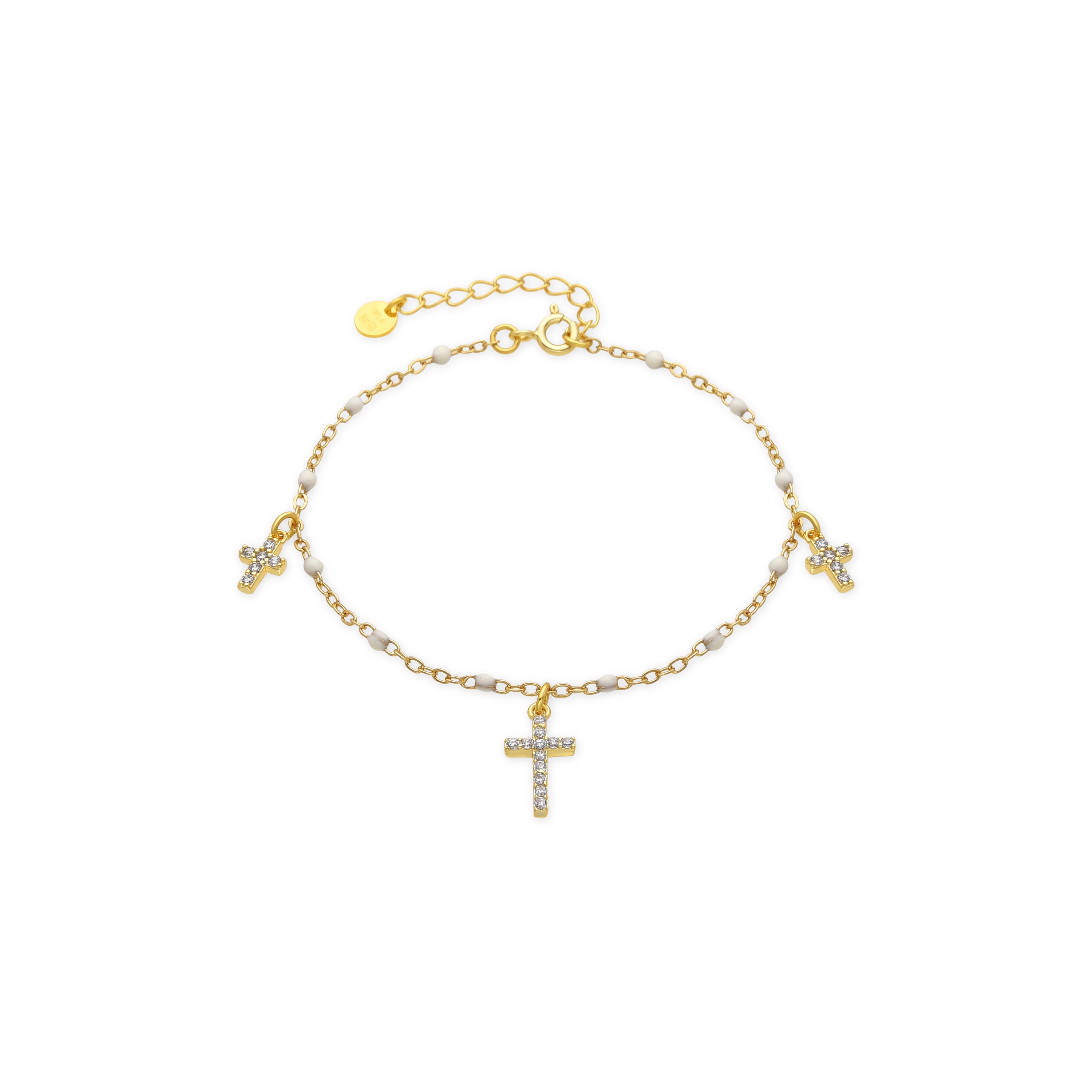 Pulsera de Plata de Ley 925 y Lacado Blanco acabado oro amarillo de 18k - Haja