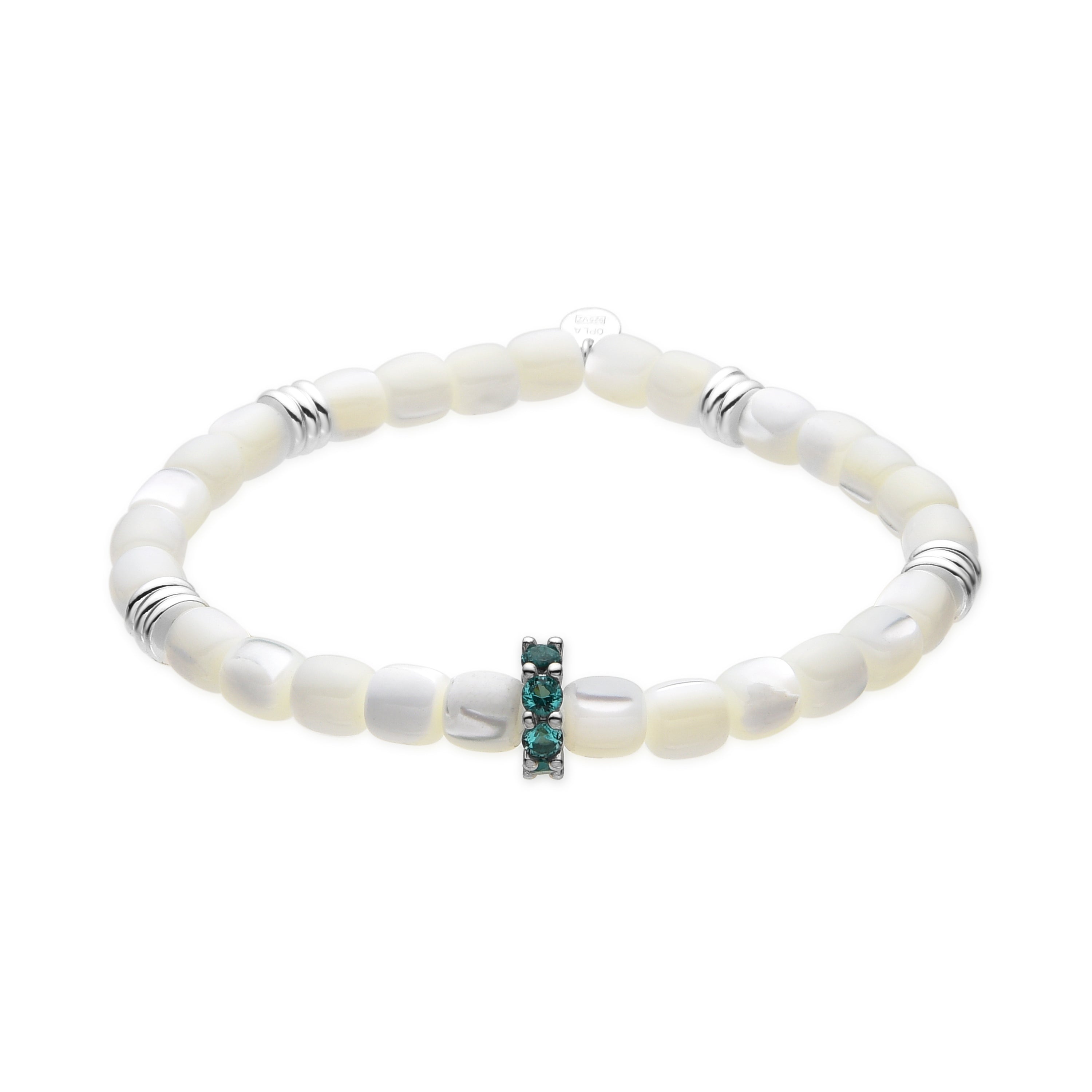 Pulsera de Plata de Ley 925 y Madreperla Blanca acabado rodio - Fyro
