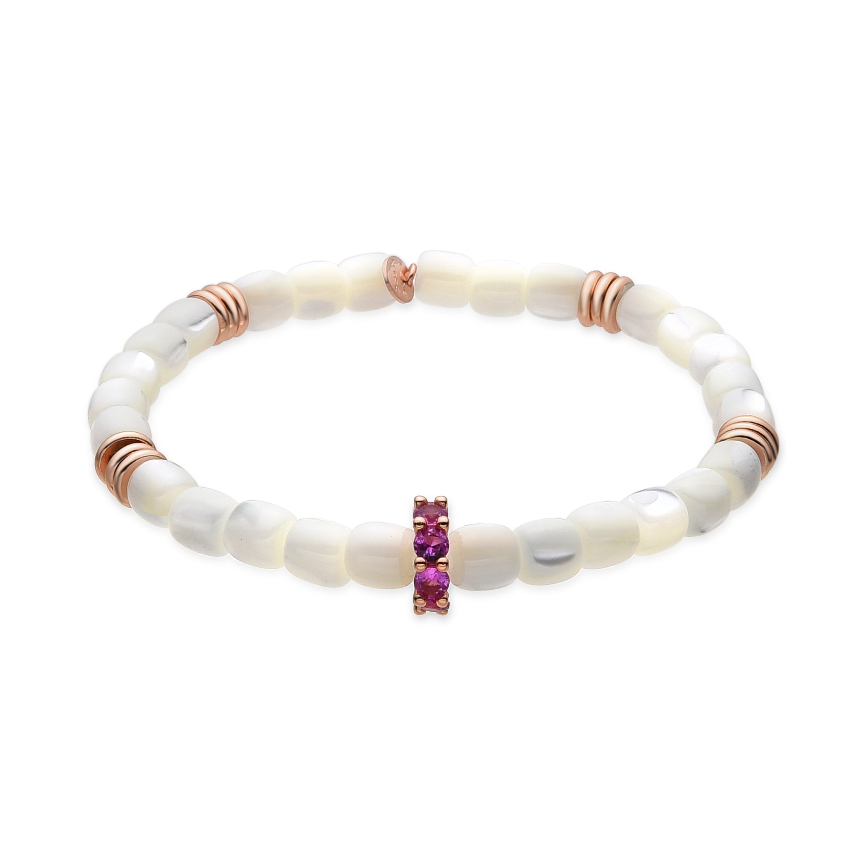 925er Sterling Silberarmband mit weißer Perlmutt-Oberfläche in 18k Gelbgold - Fyro