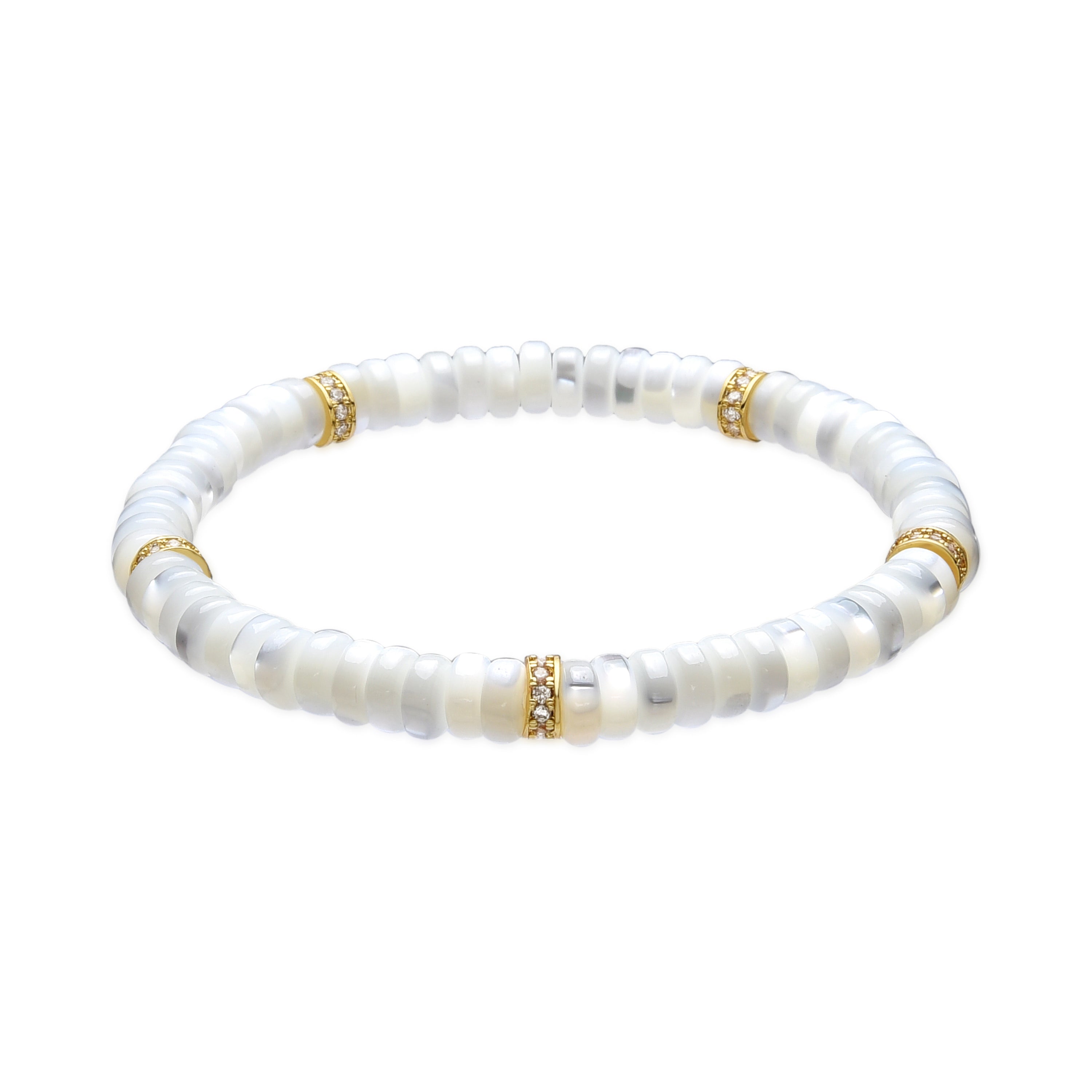Pulsera de Plata de Ley 925 y Madreperla Blanca acabado oro amarillo de 18k - Landir