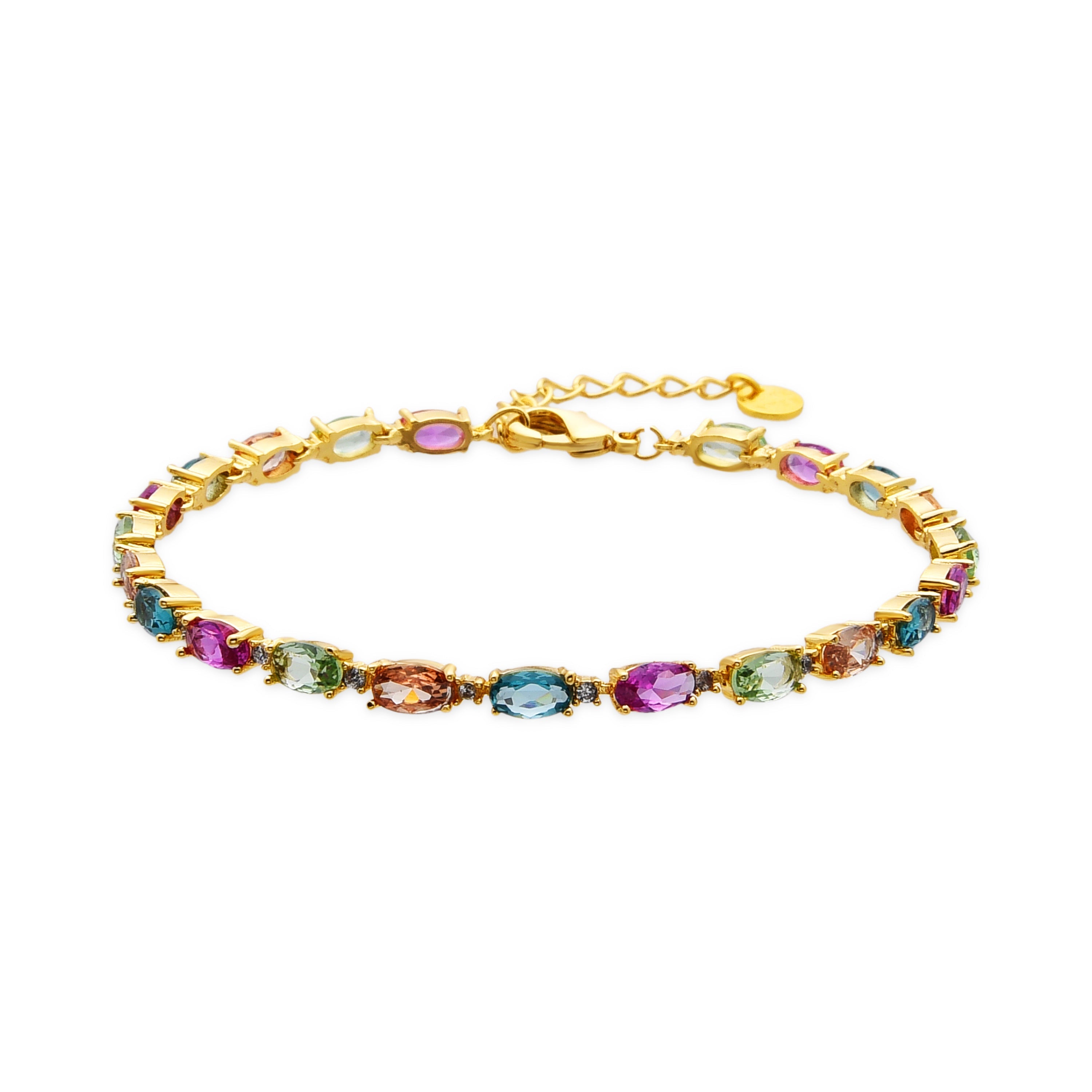 Pulsera de Plata de Ley 925 y Circonita Multicolor acabado oro amarillo de 18k - Nie