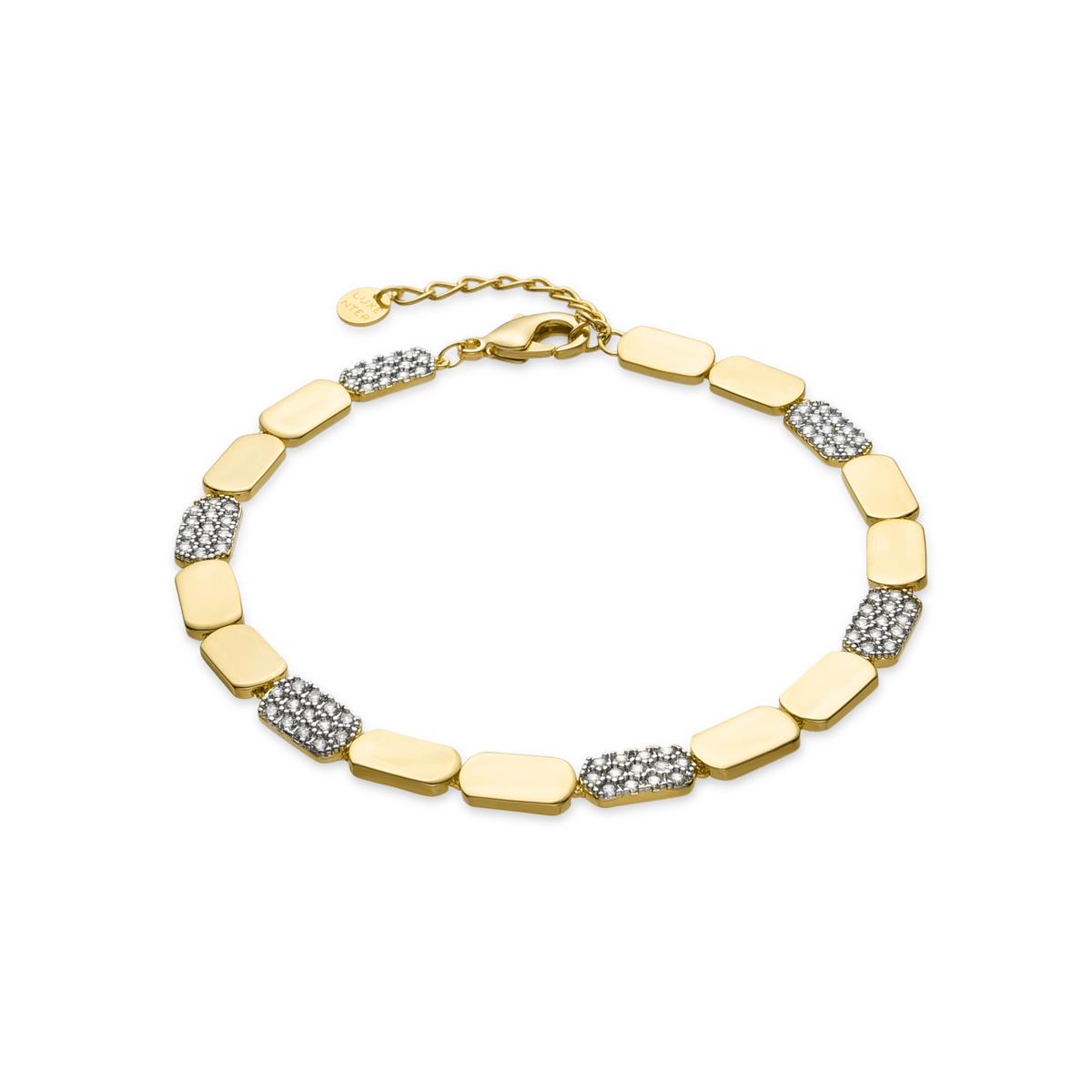 Pulsera de Plata de Ley 925 y Circonita Brillante acabado oro amarillo de 18k - Likgo