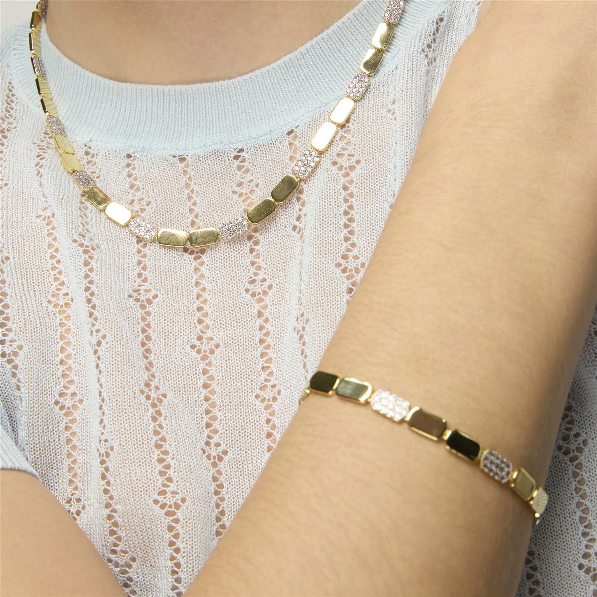 Pulsera de Plata de Ley 925 y Circonita Brillante acabado oro amarillo de 18k - Likgo