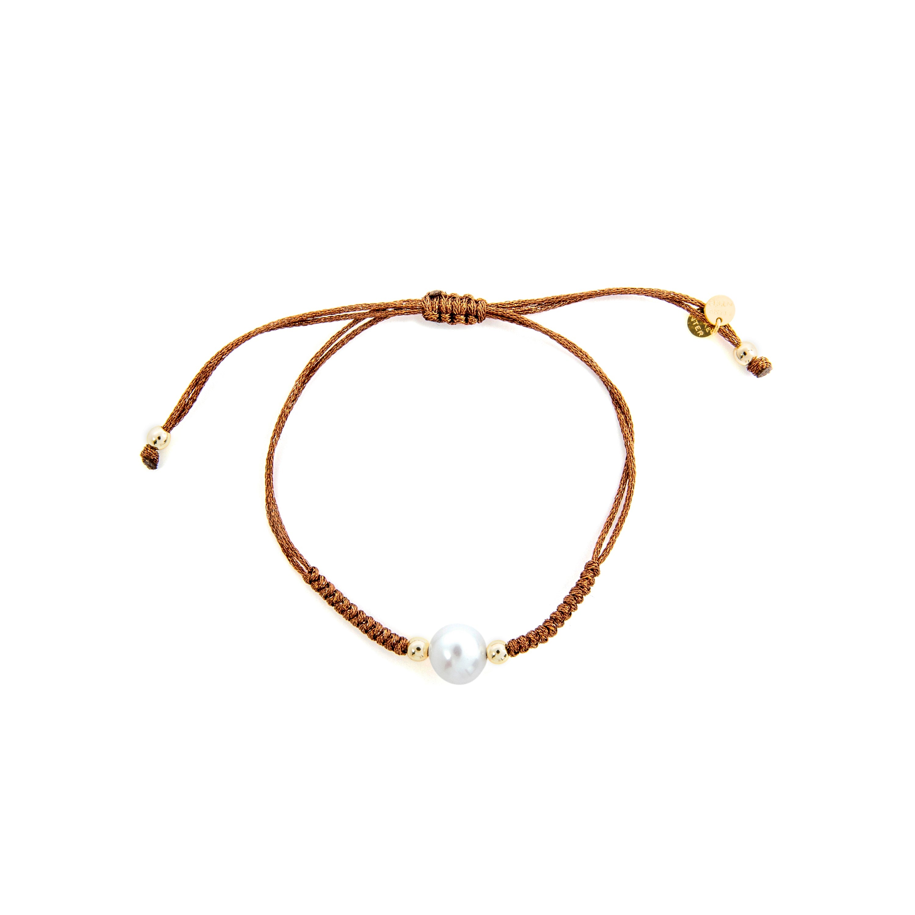 Pulsera de Plata de Ley 925 y Perla Blanca acabado oro amarillo de 18k - Yarul