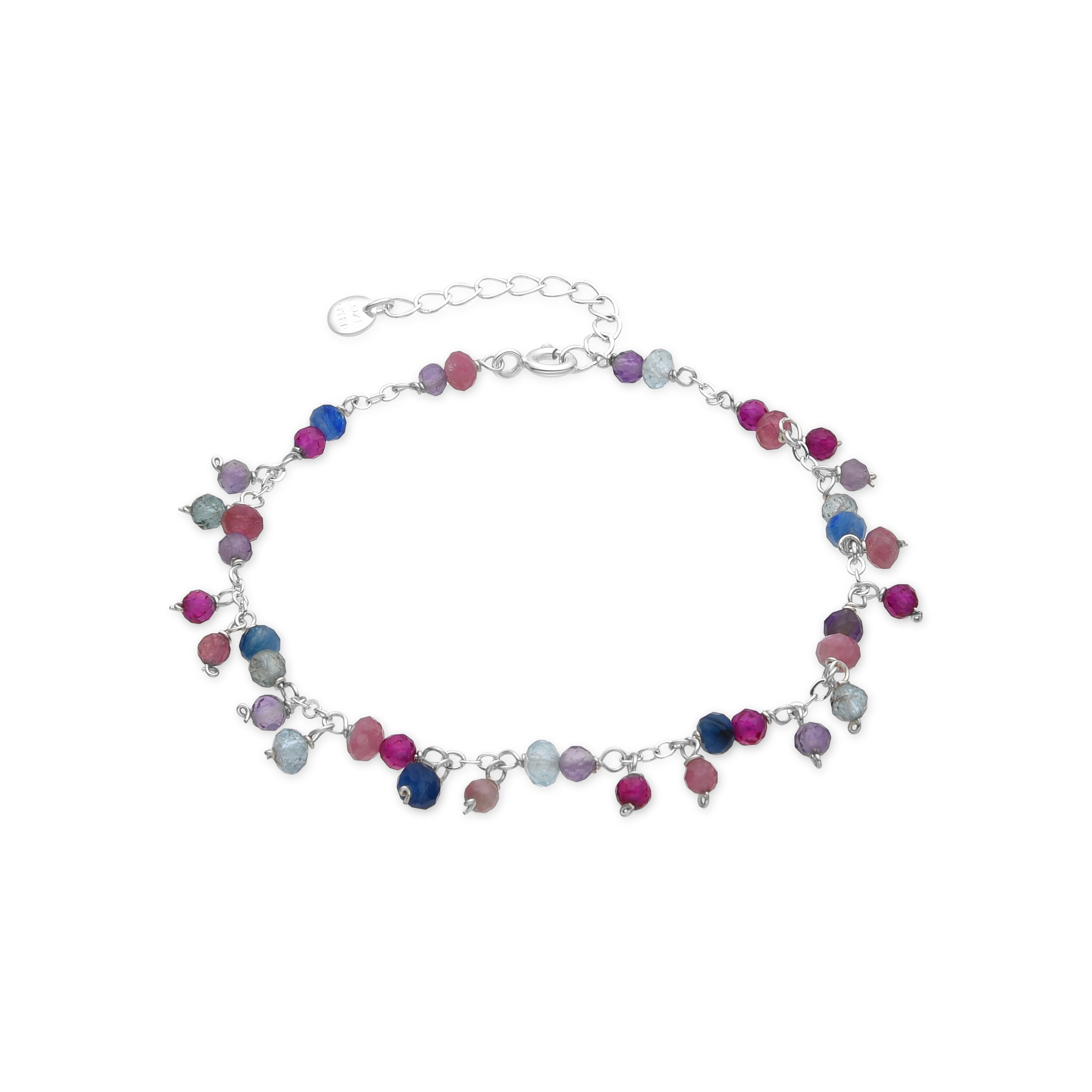Pulsera de Plata de Ley 925 y Cristal Rosa acabado rodio - Colir