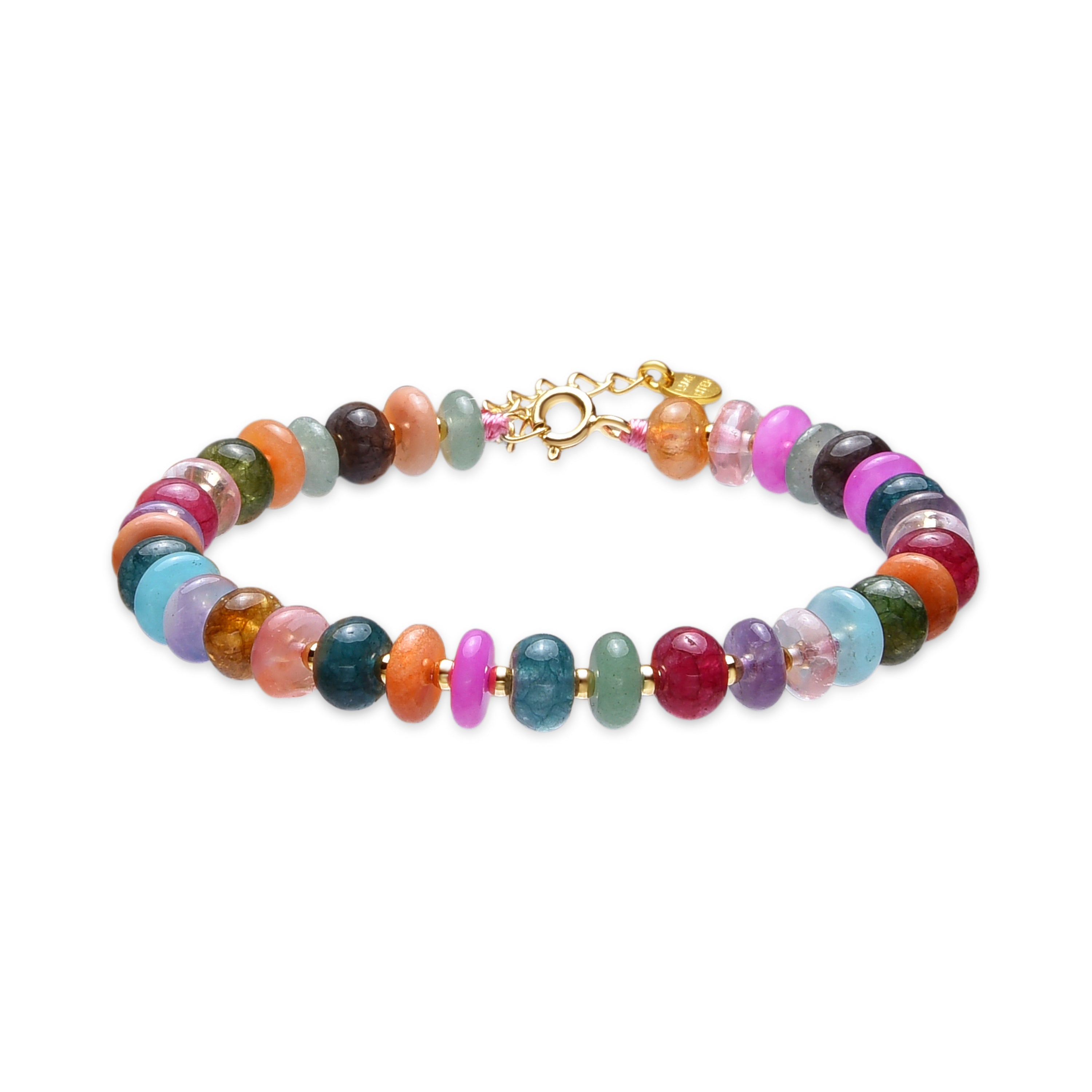 925er Sterling Silberarmband mit mehrfarbigem Achat und 18k Gelbgold-Finish - Laha