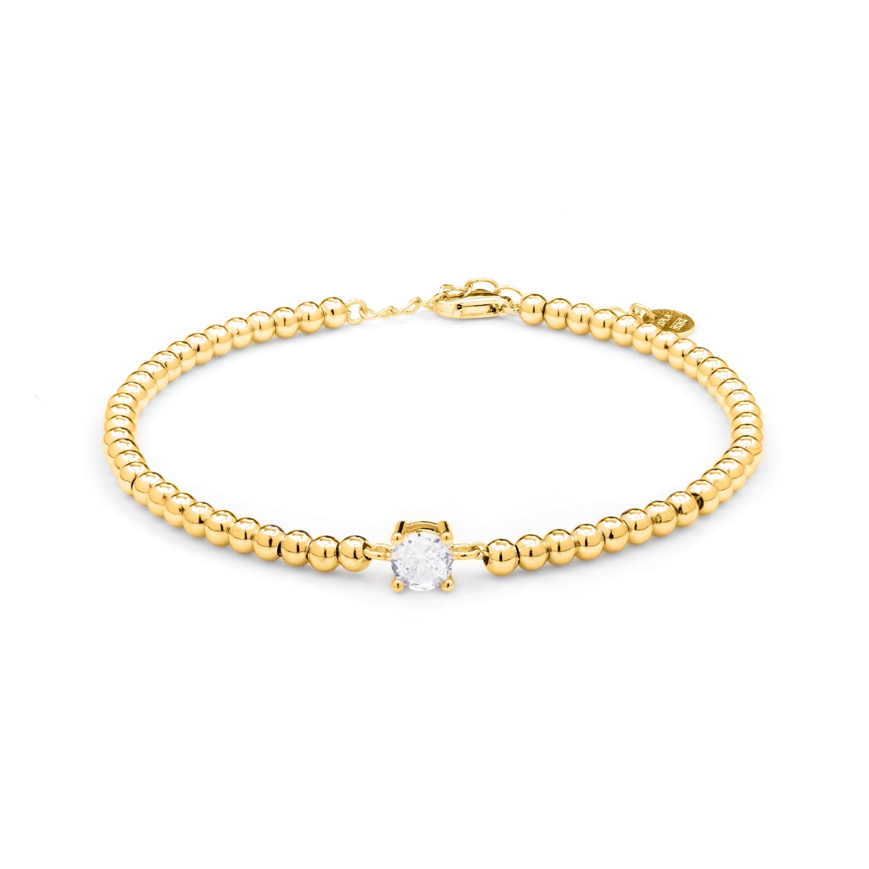 Pulsera de Plata de Ley 925 con Circonita Brillante acabada en oro amarillo 18K - Ruza