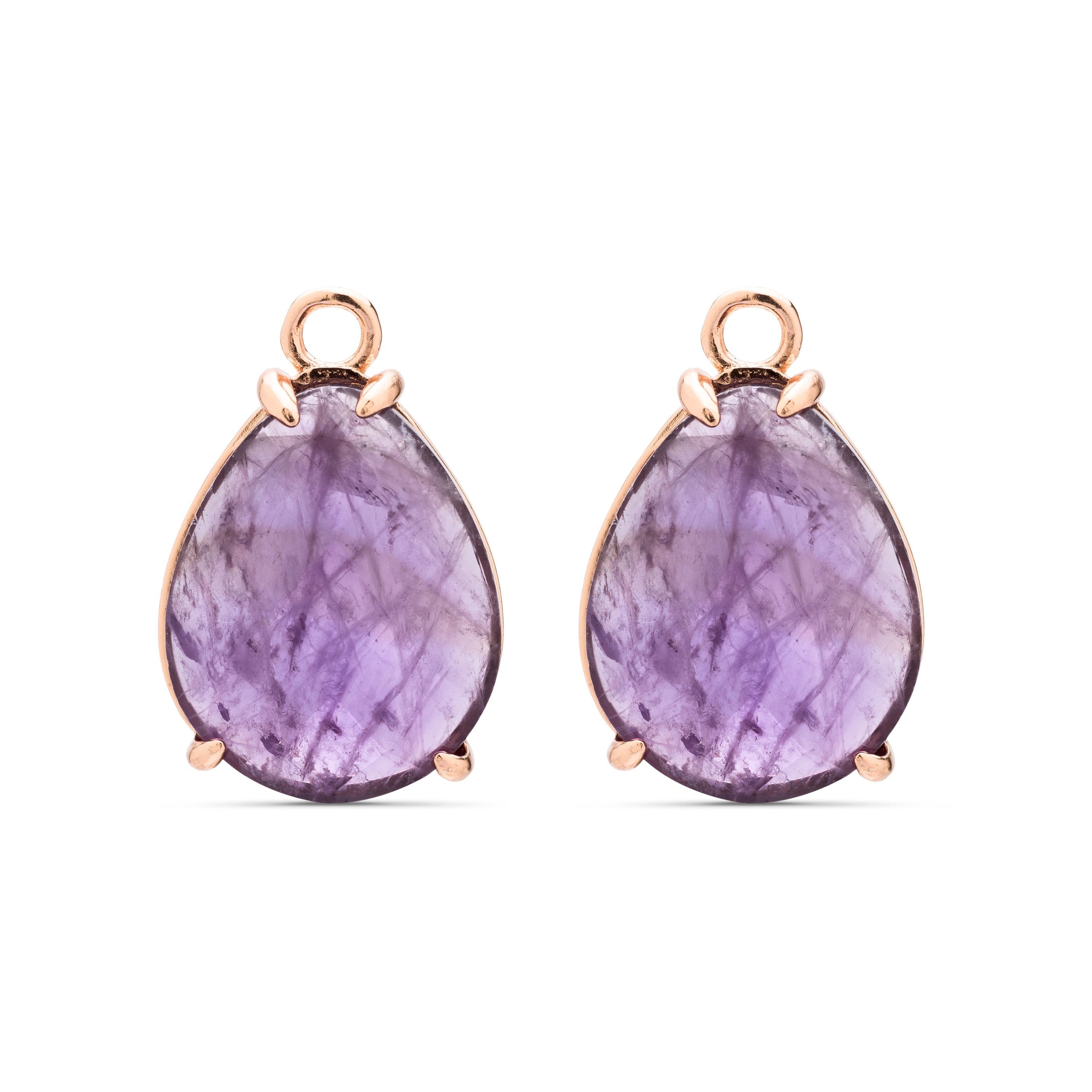 Boucles d'oreilles en argent sterling 925 avec améthyste naturelle finies en or rose 18K - Riathae
