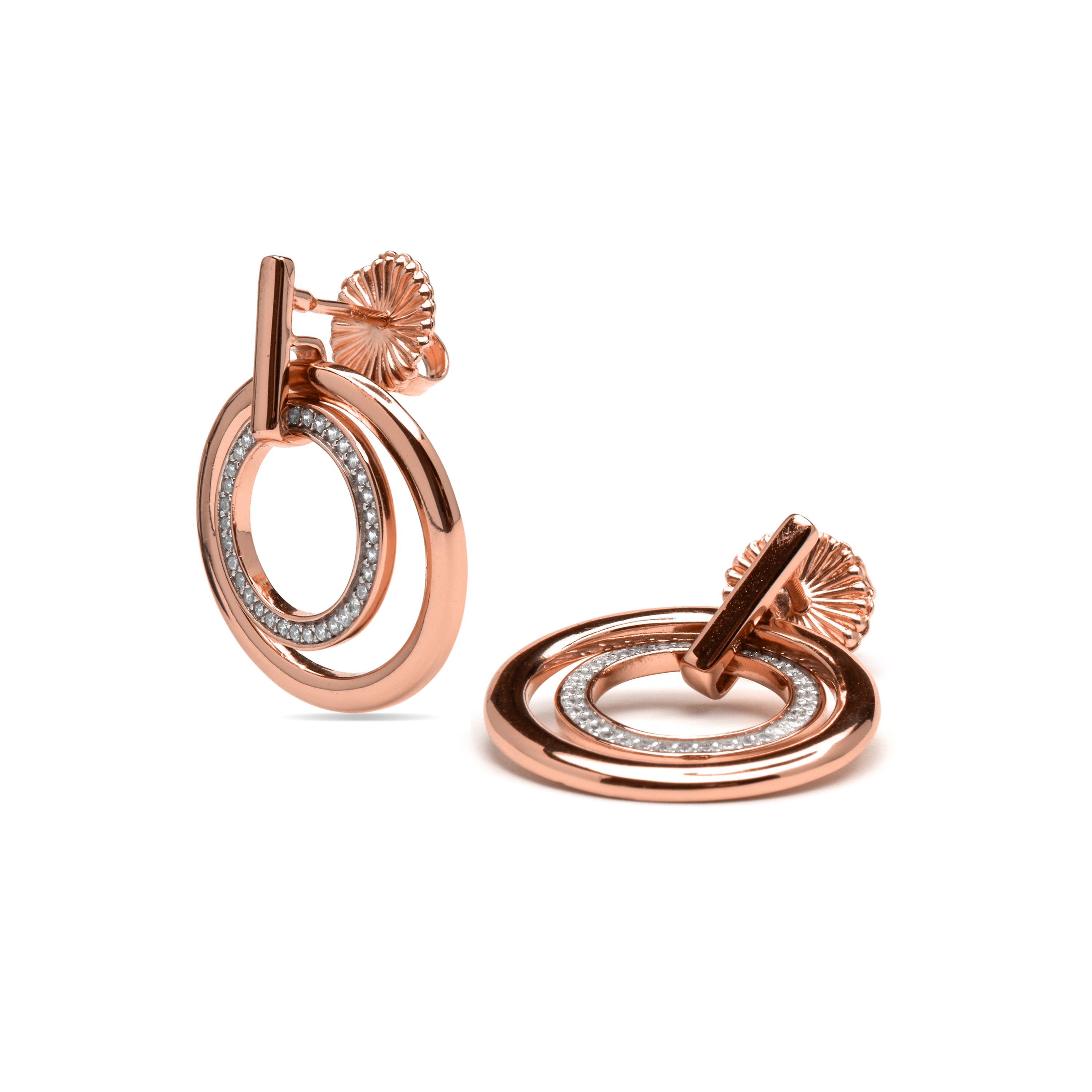 925 Sterling Silver Earrings with Brilliant Zirconia finished in Rhodium - Uuka