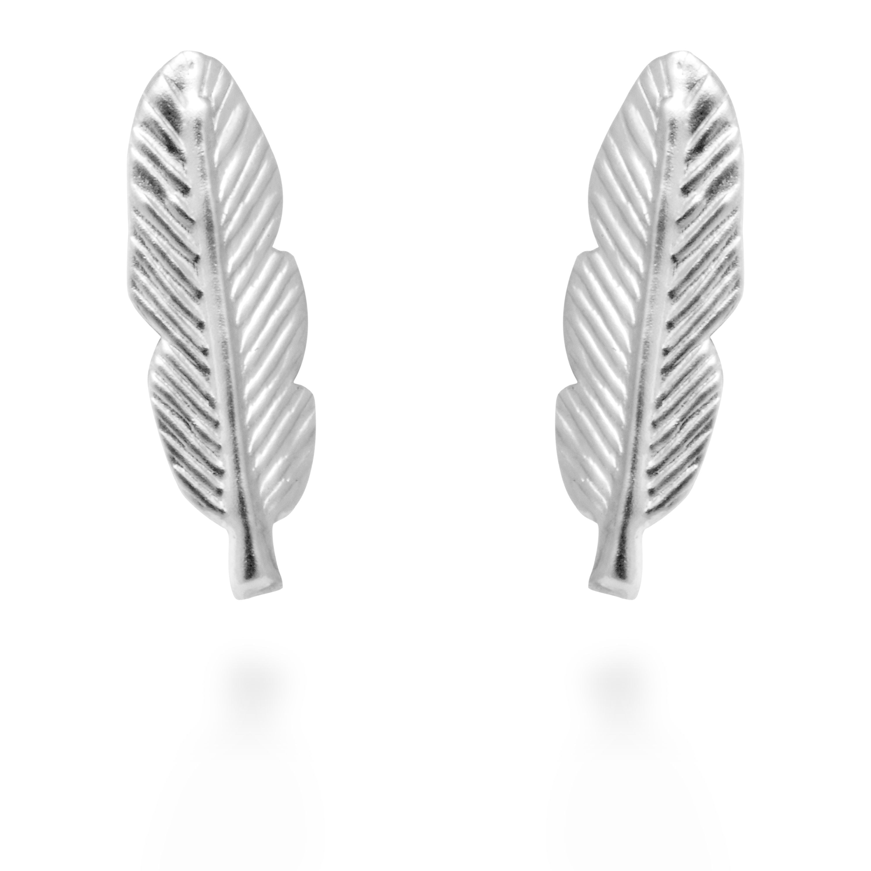 Orecchini in Argento Sterling 925 finiti in rodio - Piuma