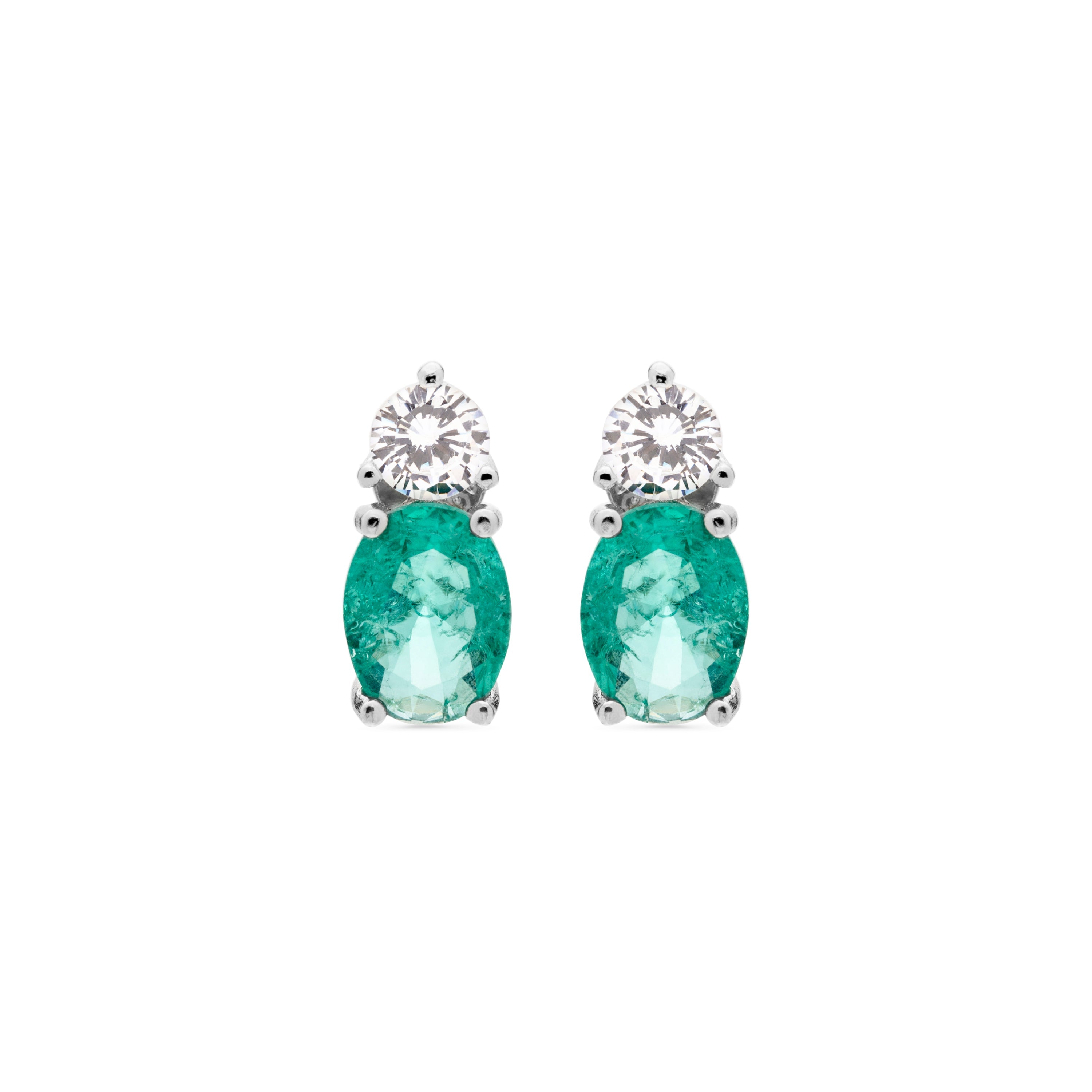 Orecchini in Argento Sterling 925 con Quarzo Iidrotermale Verde Chiaro rifiniti in rodio - Ceoljo