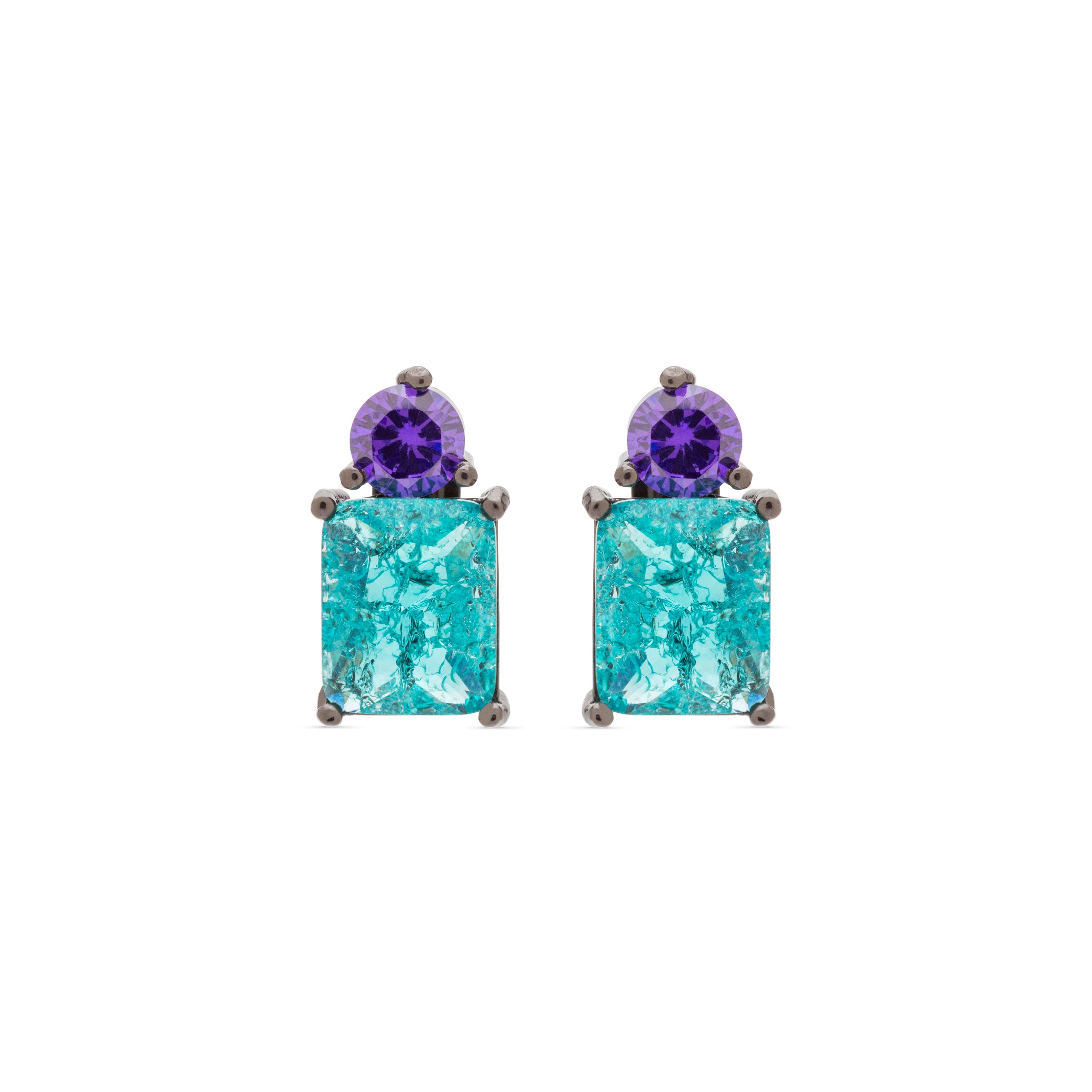 Orecchini in Argento Sterling 925 con Quarzo Iidrotermale Verde Chiaro finiti in rutenio nero - Wilu