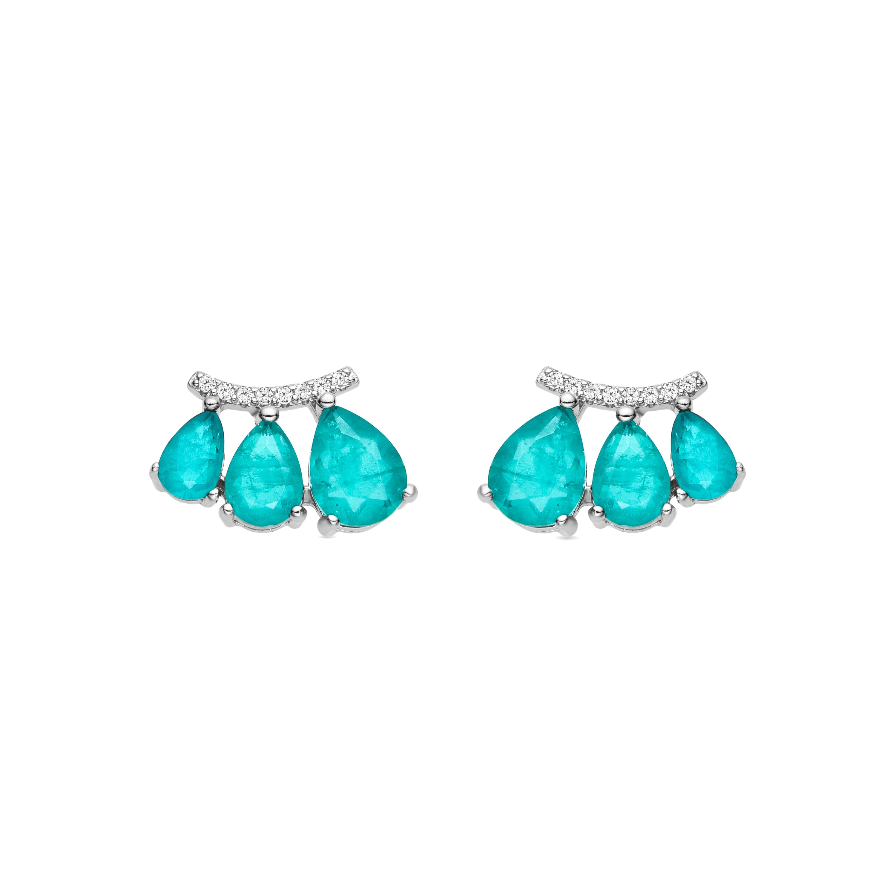 925 Sterling Silver Earrings with Light Green Hydrothermal Quartz finished in rhodium - Kaiau
