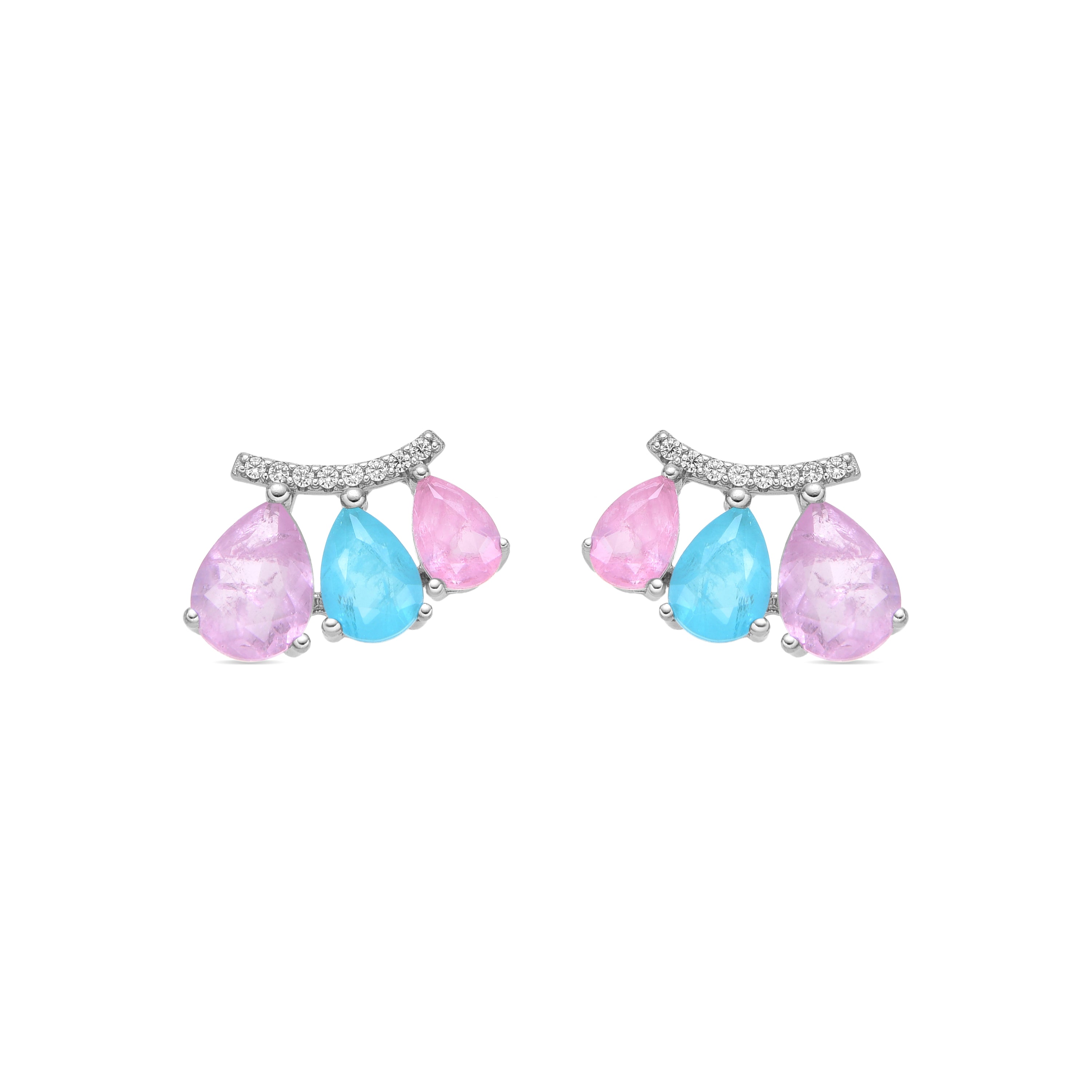 925 Sterling Silver Earrings with Multicolor Hydrothermal Quartz rhodium finish - Kaiau
