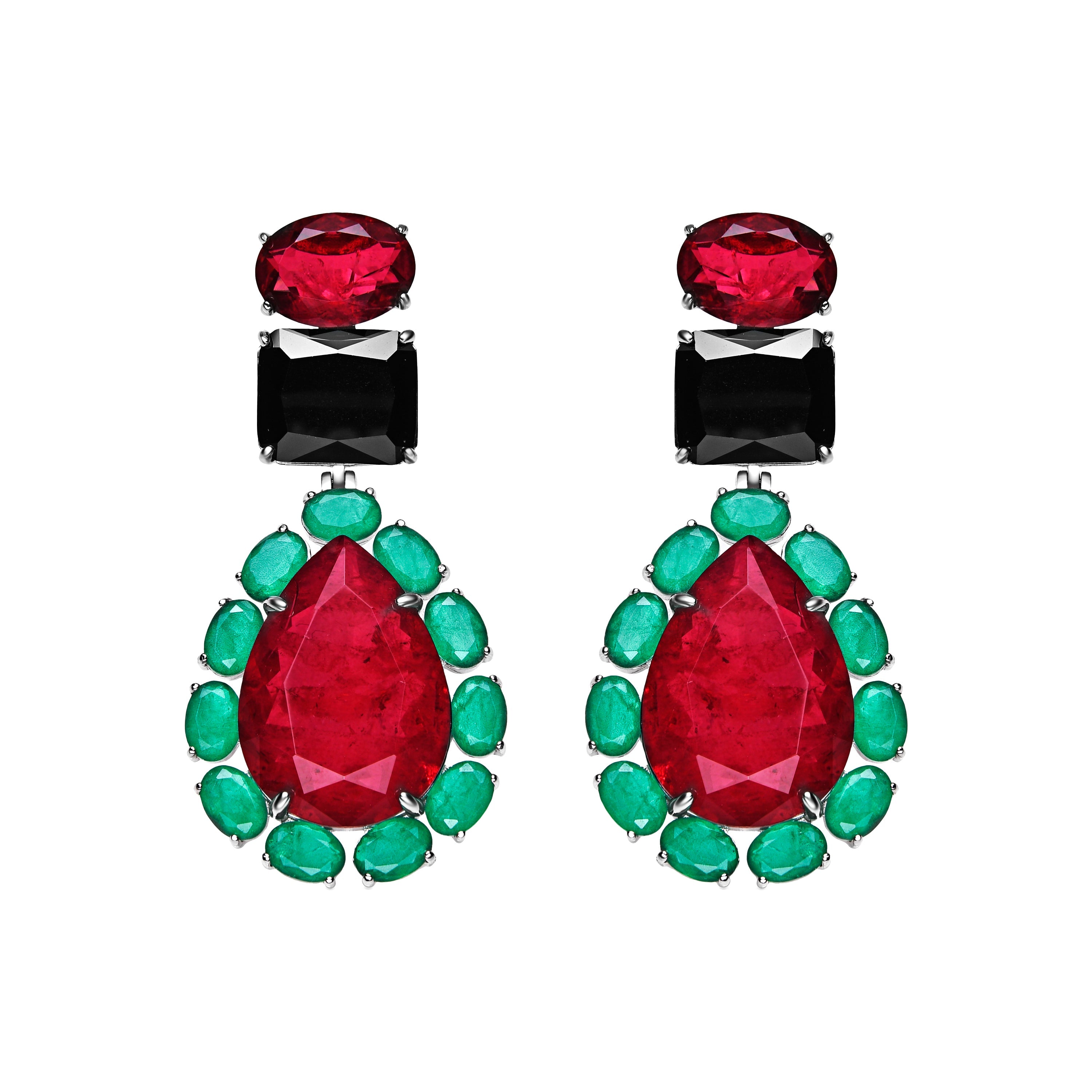925 Sterling Silver Earrings with Hydrothermal Cherry Quartz finished in rhodium - Shavas