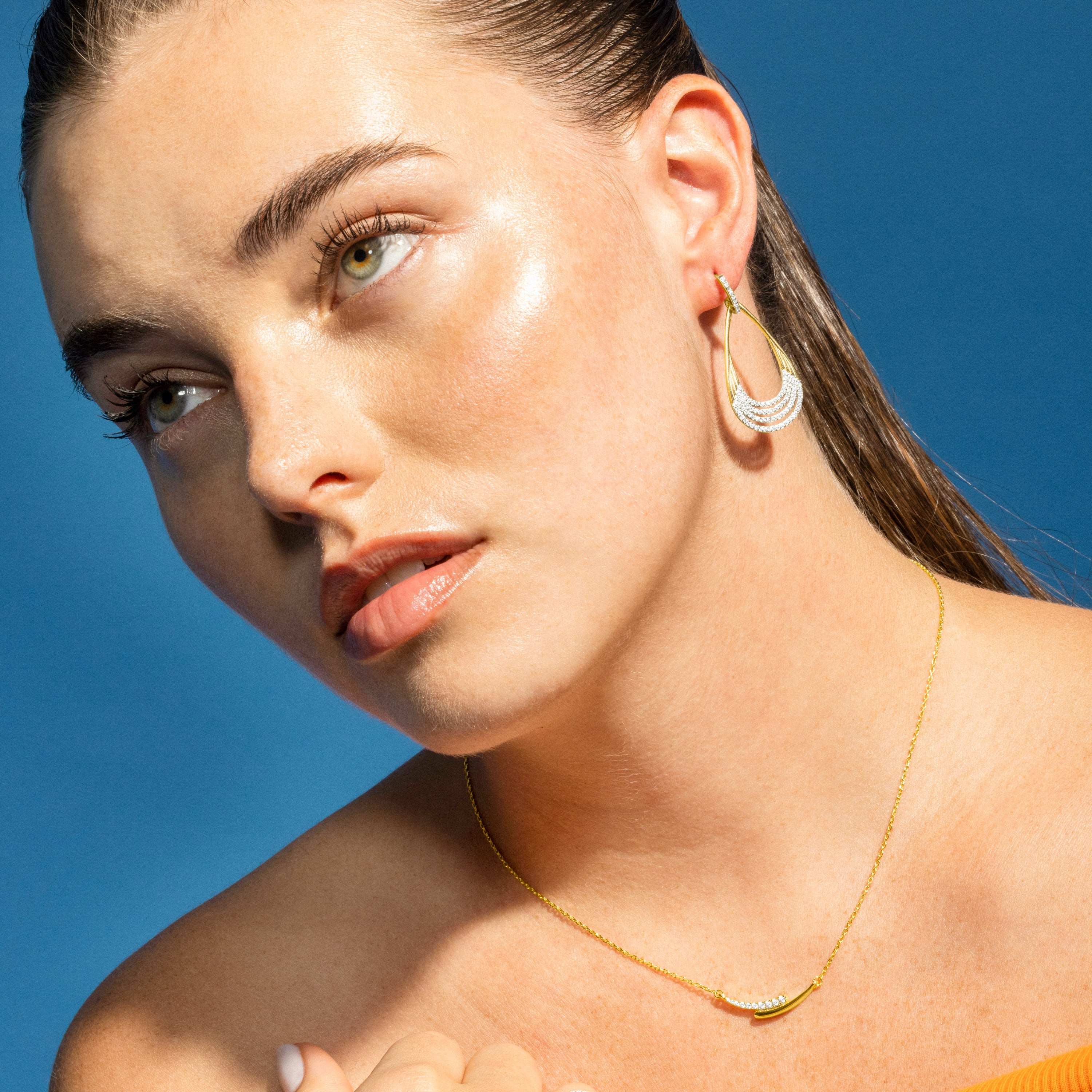 Pendientes de Plata de Ley 925 y Circonita Brillante acabado oro 18k - Horose