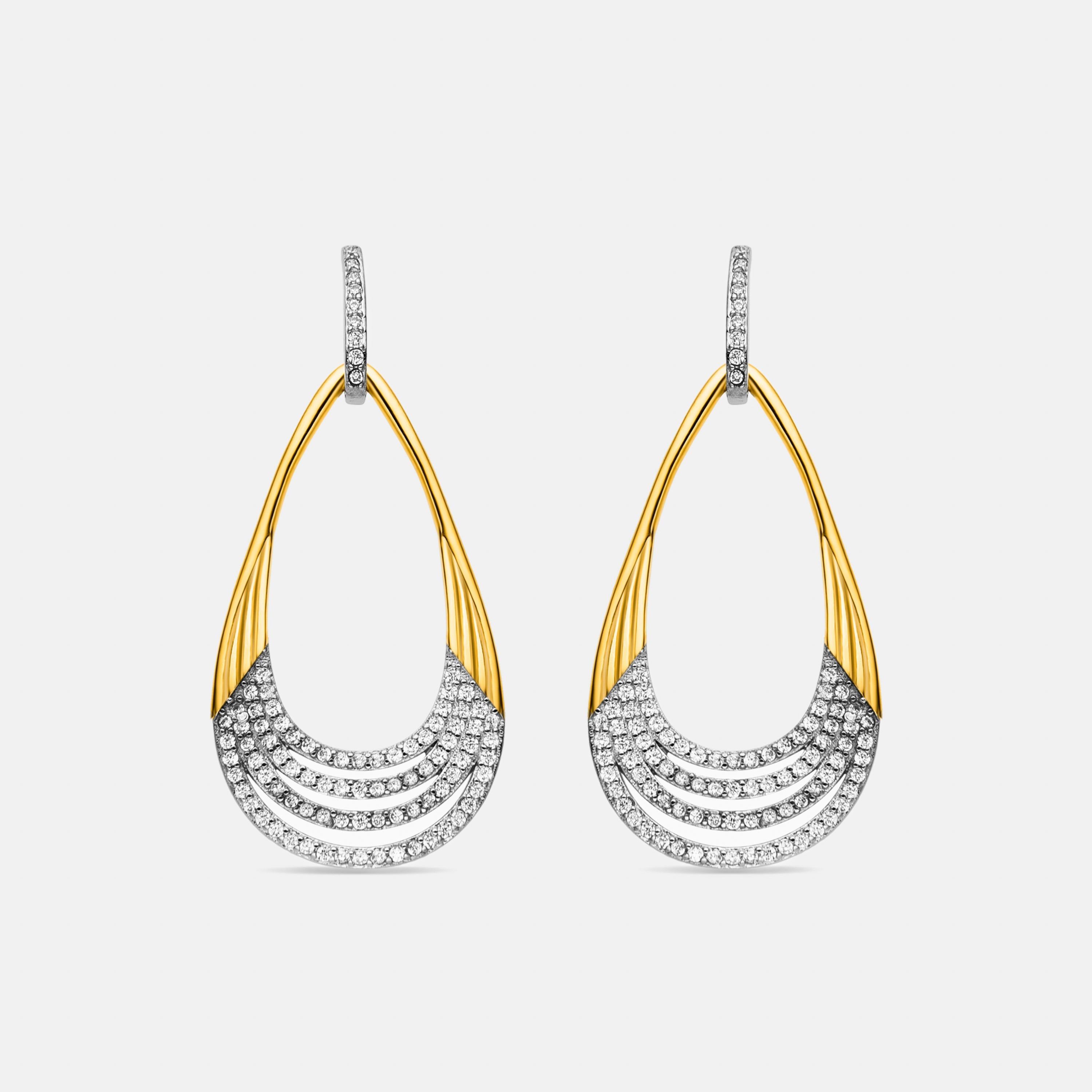 Pendientes de Plata de Ley 925 y Circonita Brillante acabado oro 18k - Horose