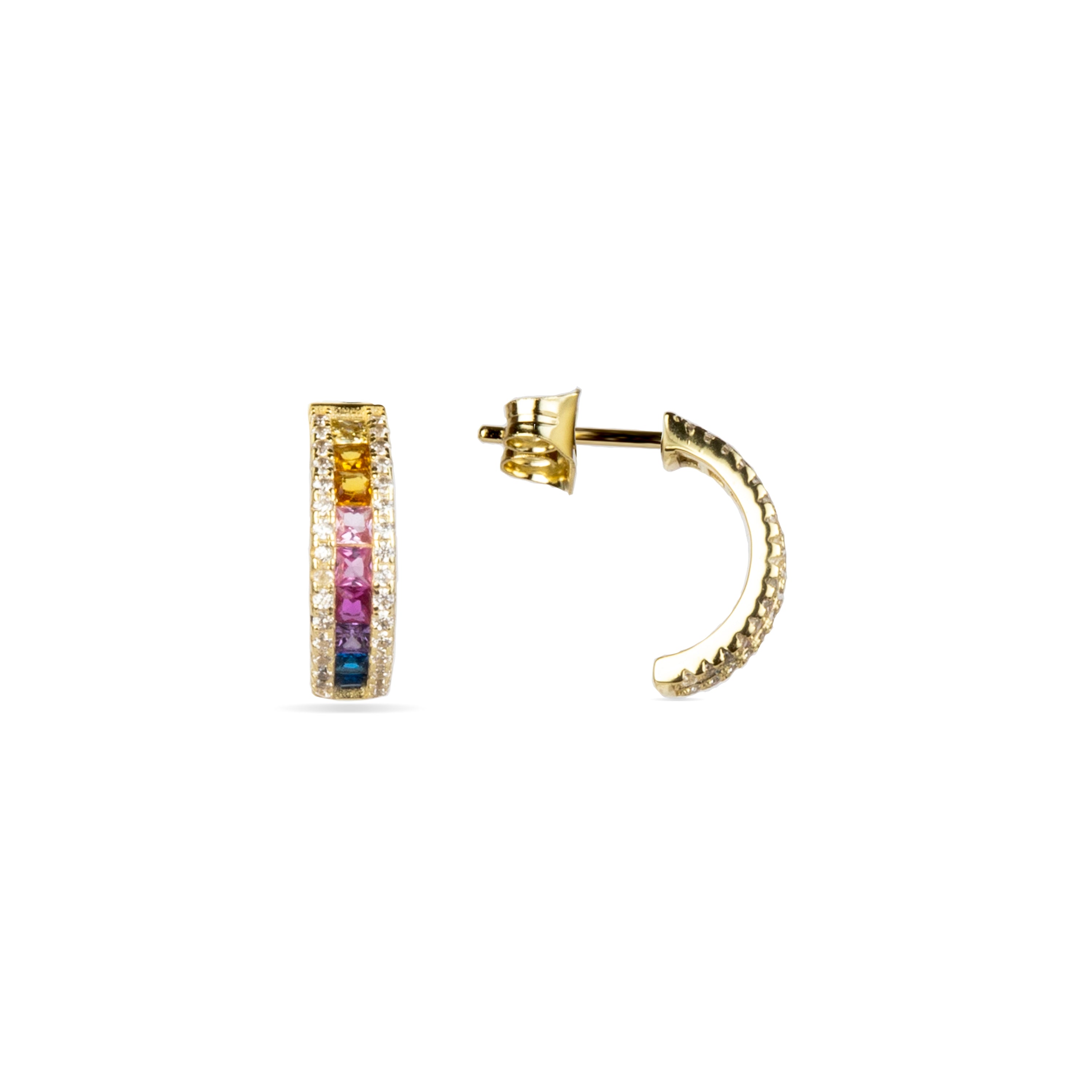 Orecchini in Argento Sterling 925 e Zirconia Multicolore con finitura in oro 18k - Bhaime