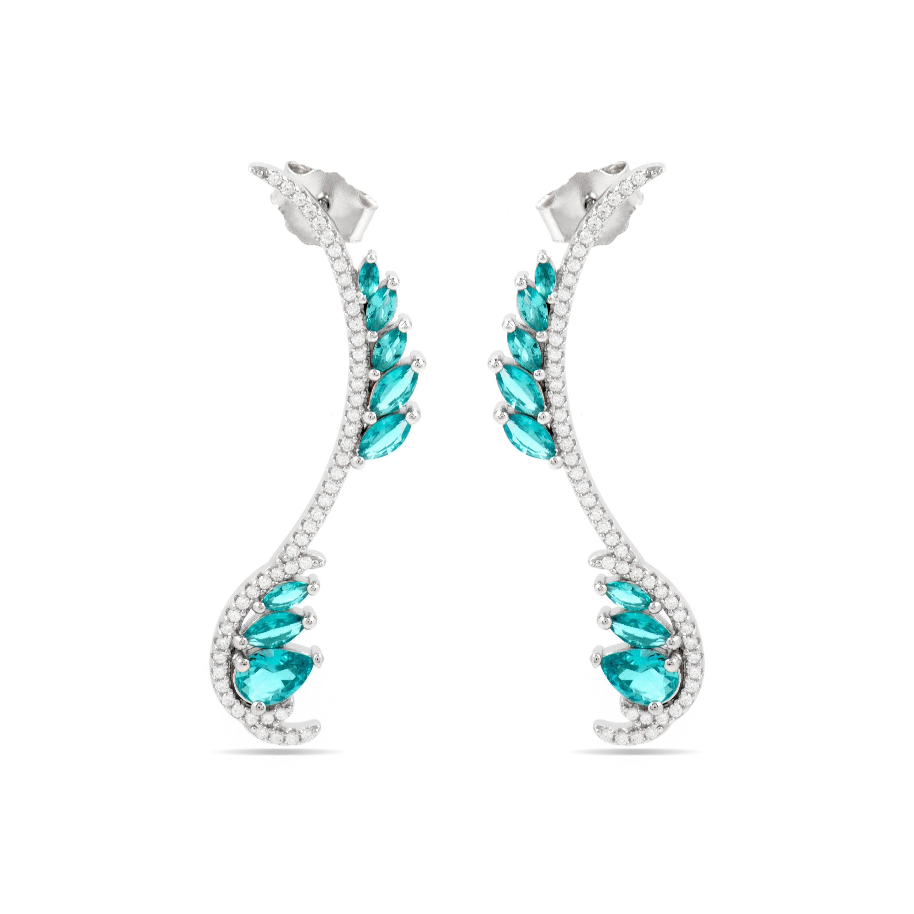 Ohrringe aus 925er Sterlingsilber und grünem Paraiba-Hydrothermalquarz mit Rhodium-Finish - Layra