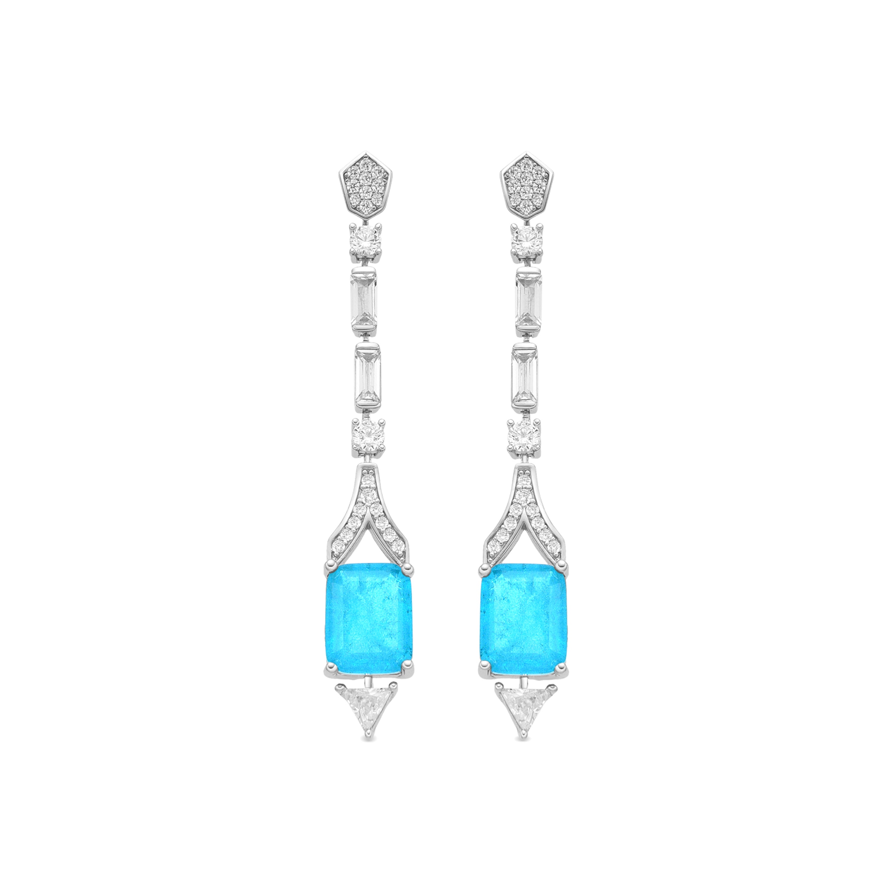 925er Sterlingsilber Ohrringe mit Paraiba-grünem hydrothermalem Quarz, rhodiniert - Slaran