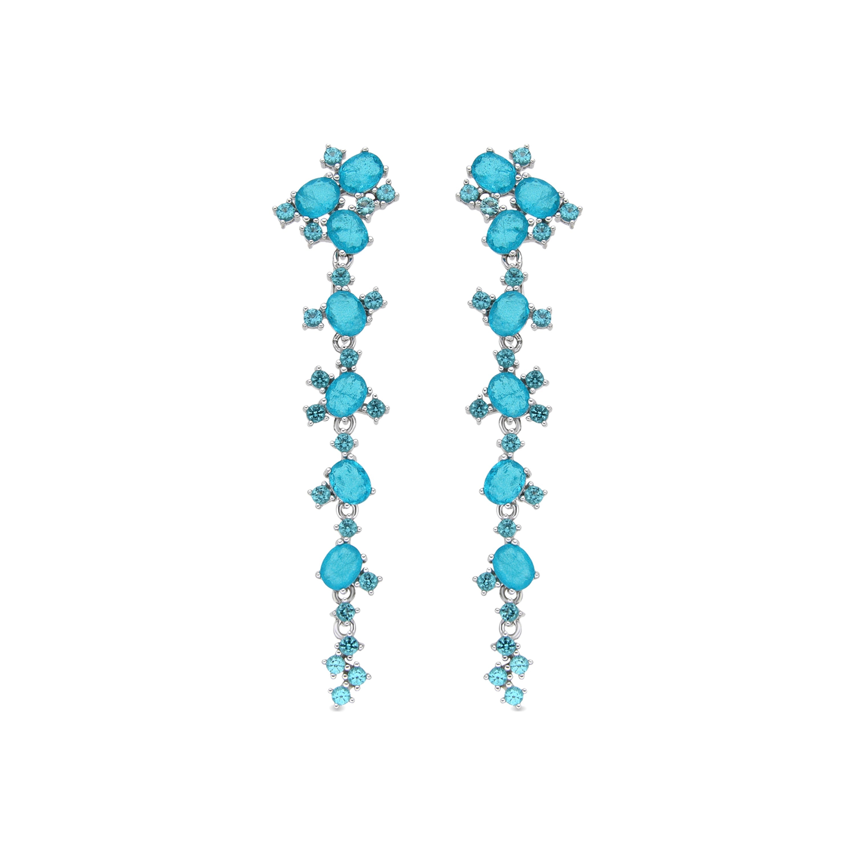 925er Sterlingsilber Ohrringe mit Paraiba grünem hydrothermalem Quarz, rhodiniert - Jaitha