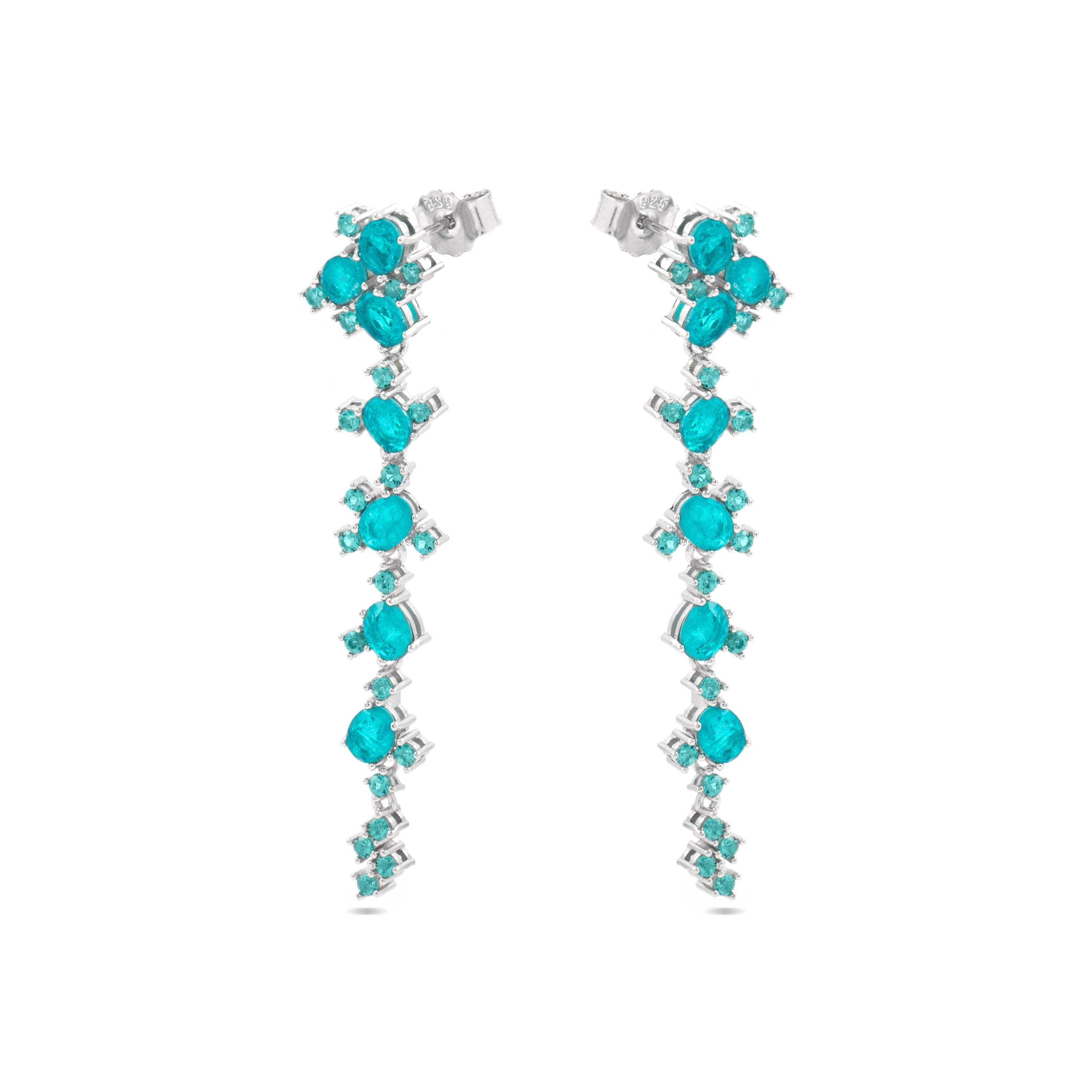 925er Sterlingsilber Ohrringe mit Paraiba grünem hydrothermalem Quarz, rhodiniert - Jaitha