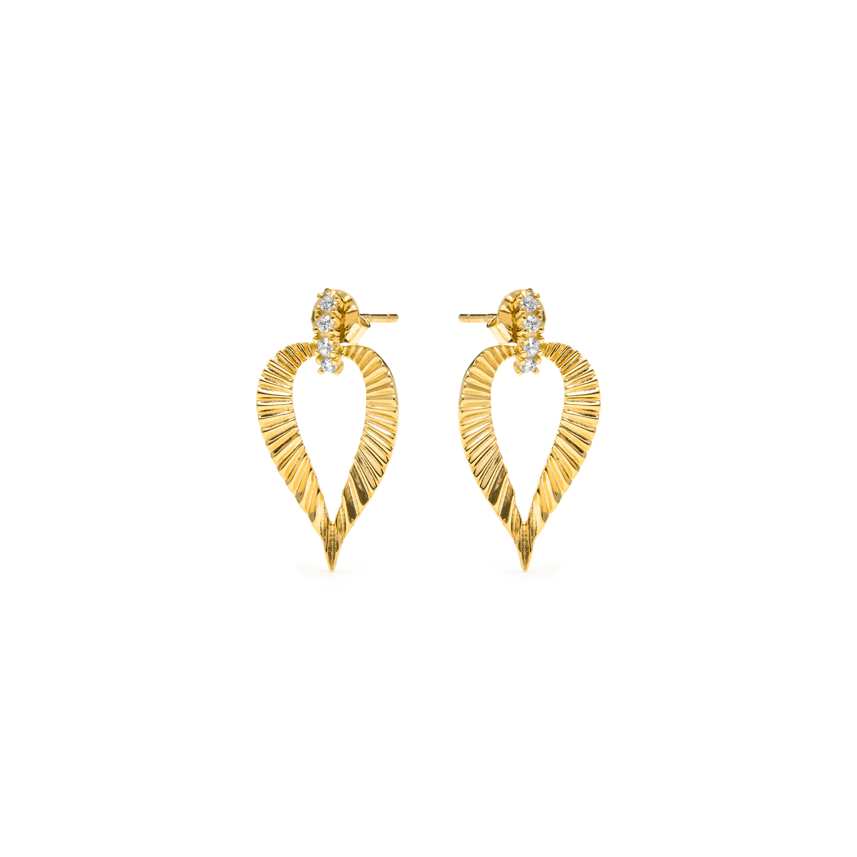 Boucles d'oreilles en argent sterling 925 et zircon brillant finition or jaune 18k - Loreasi