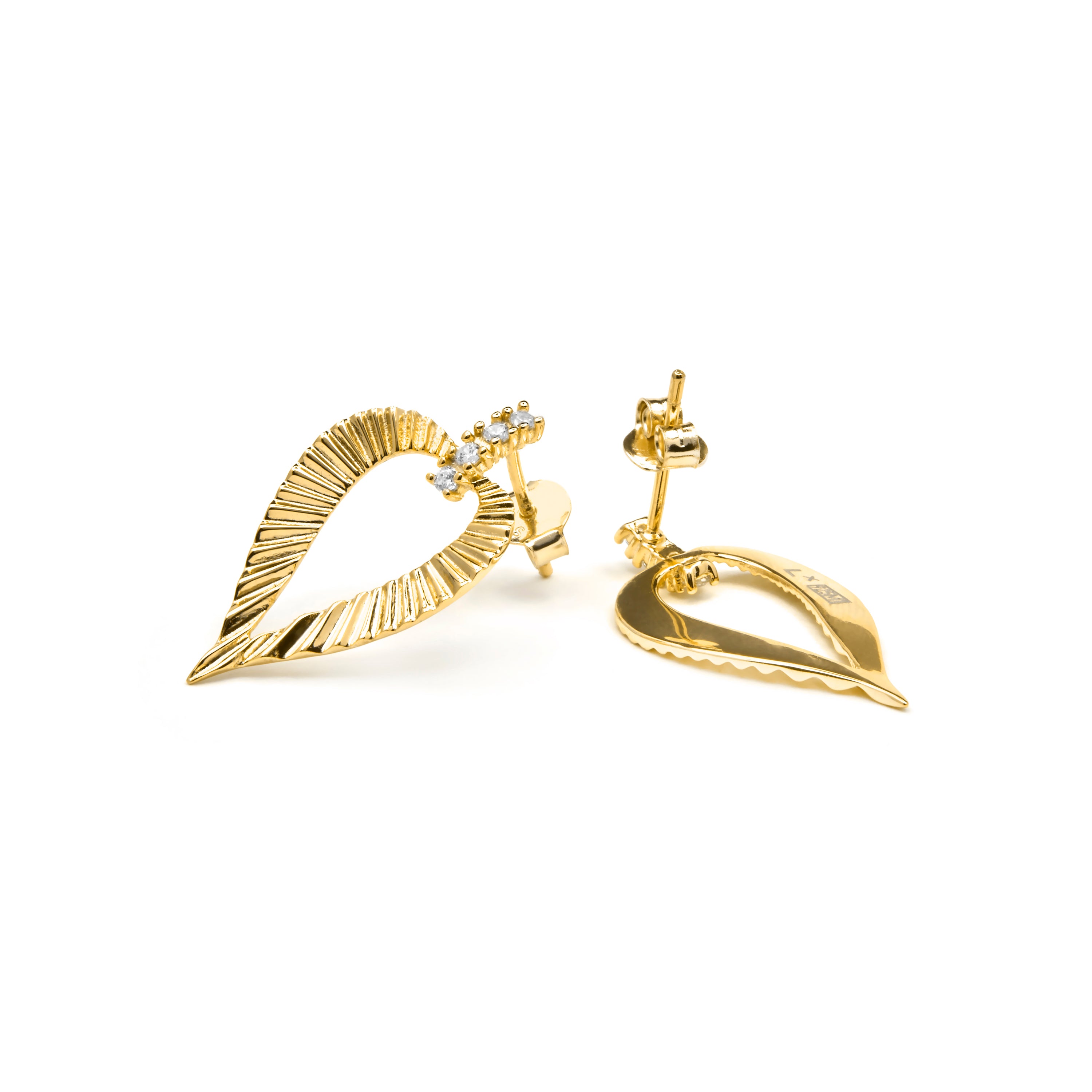 Boucles d'oreilles en argent sterling 925 et zircon brillant finition or jaune 18k - Loreasi