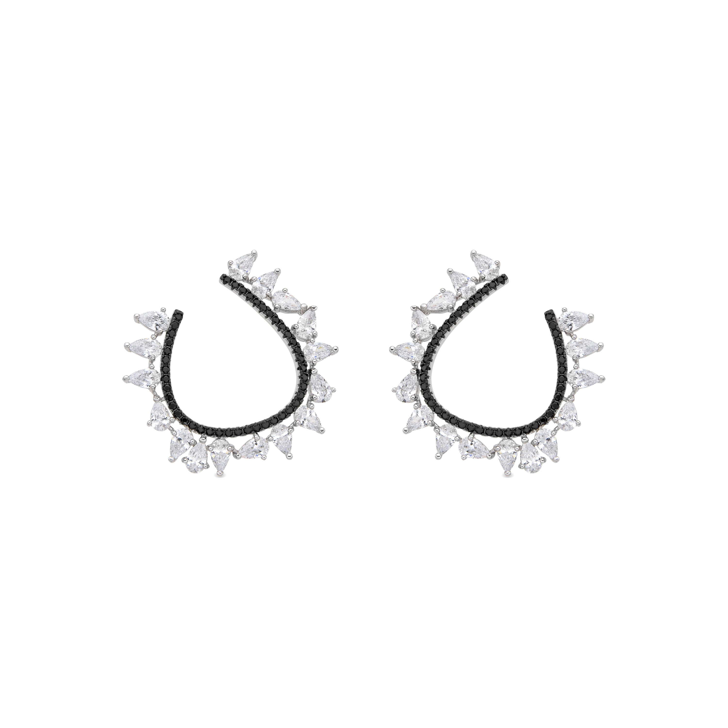Sterling Silver 925 Earrings with Onyx Zirconia and Rhodium Finish - Sidya