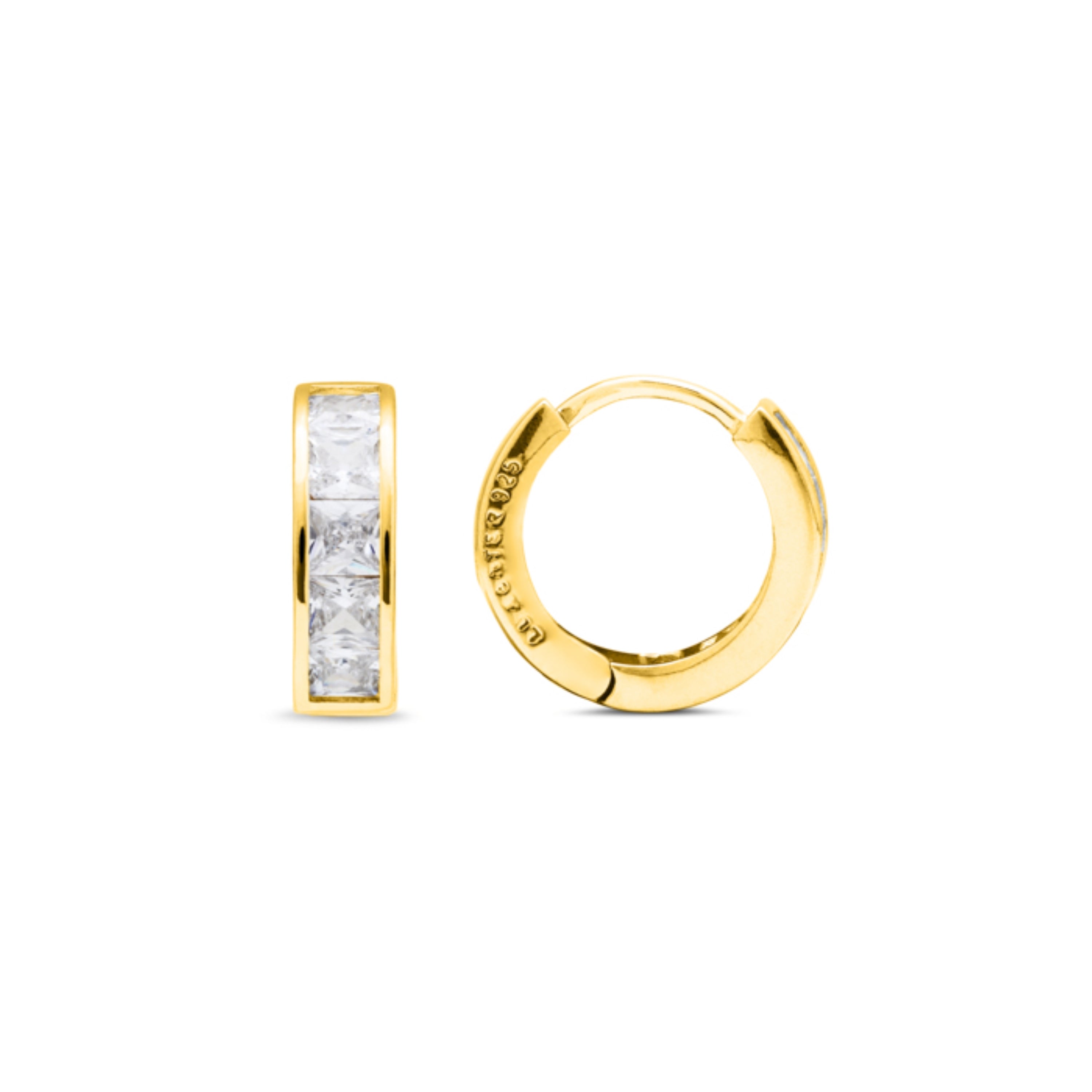 Boucles d'oreilles en argent sterling 925 avec zircon brillant, finies en or jaune 18K - Essential