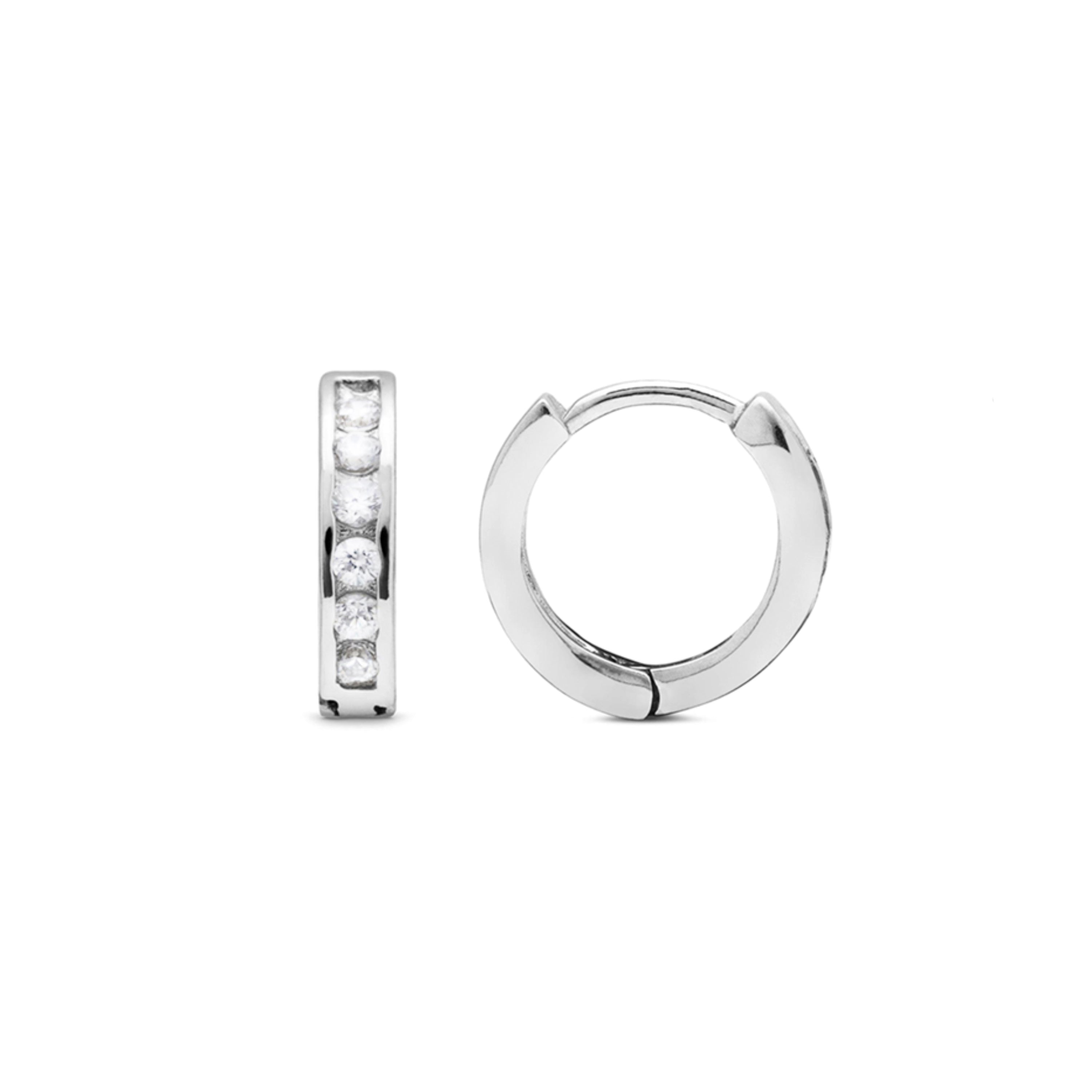925 Sterling Silver Earrings with Brilliant Zirconia finished in Rhodium - Essential