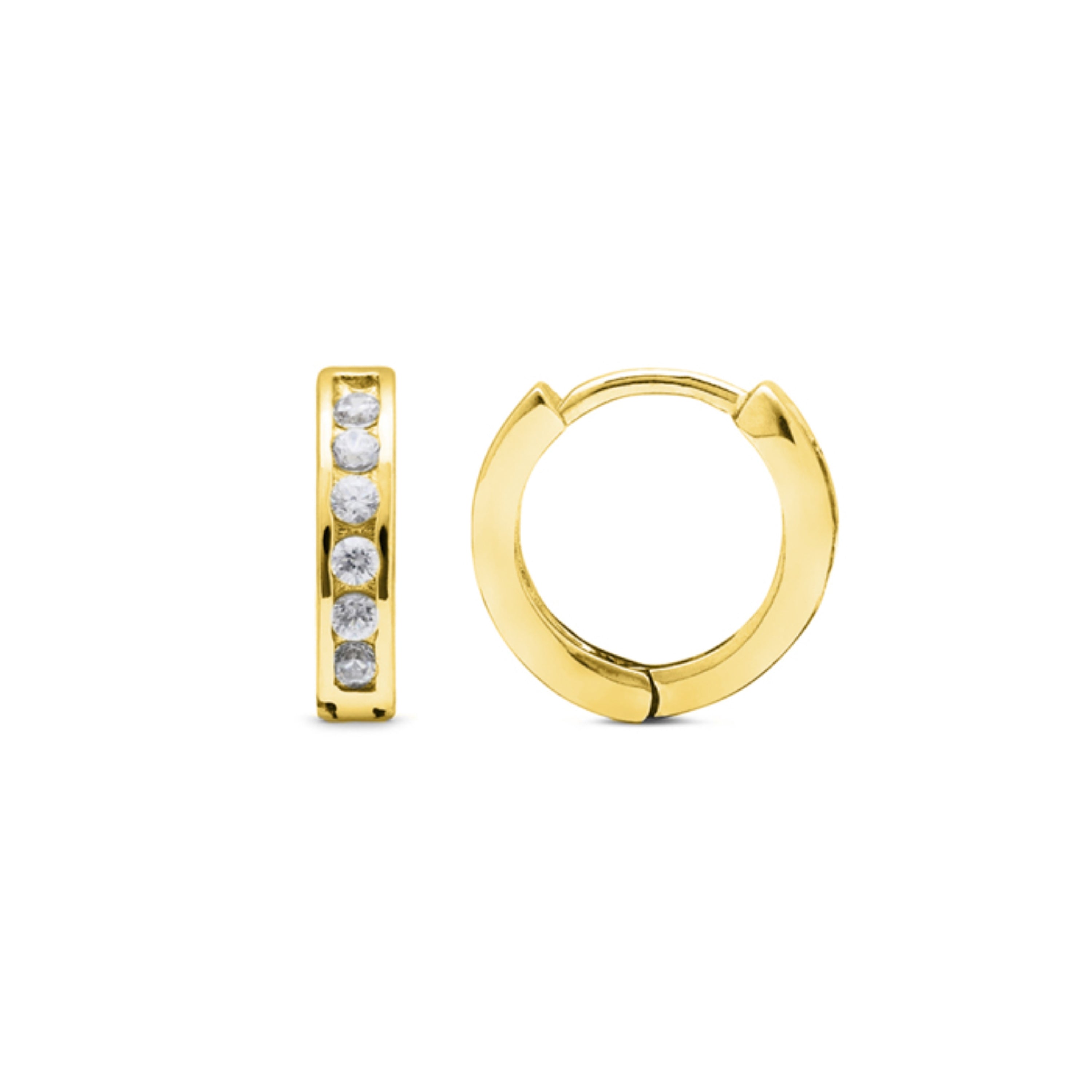Boucles d'oreilles en argent sterling 925 avec zircon brillant, finies en or jaune 18K - Essential