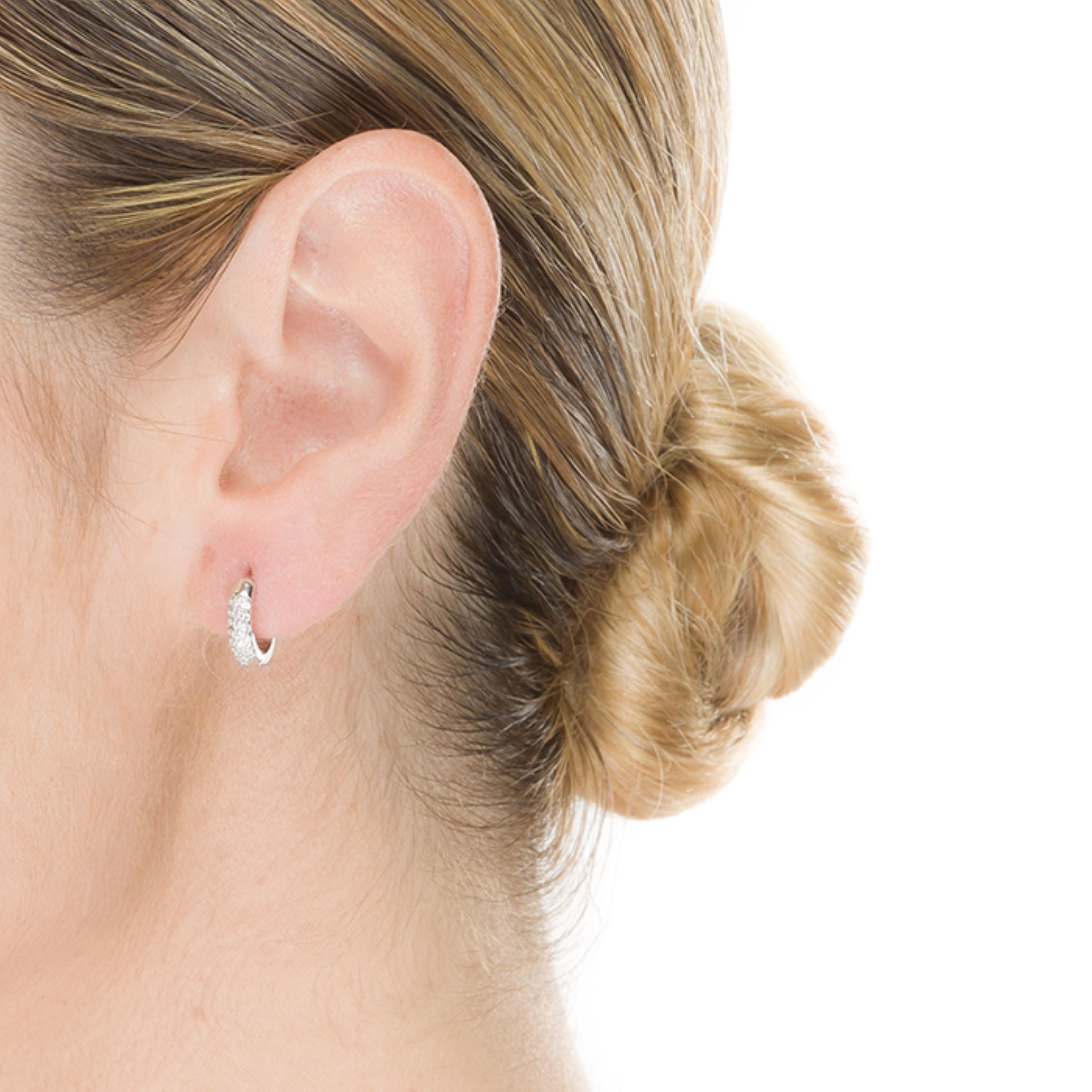 925 Sterling Silver Earrings with Brilliant Zirconia finished in Rhodium - Essential