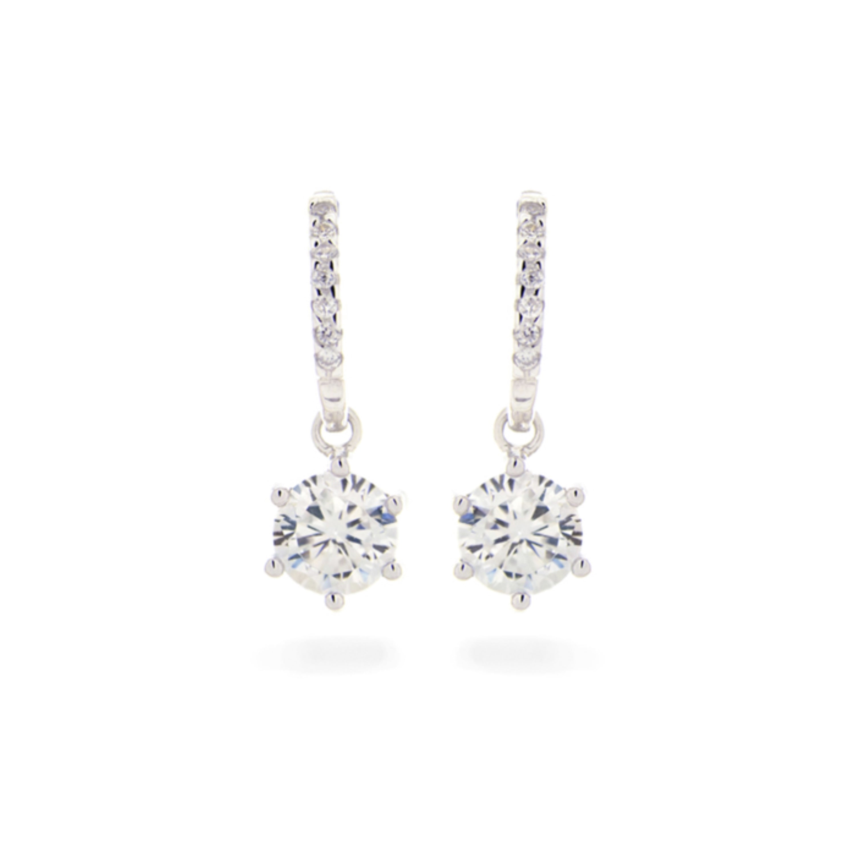 925 Sterling Silver Earrings with Brilliant Zirconia finished in Rhodium - Essential