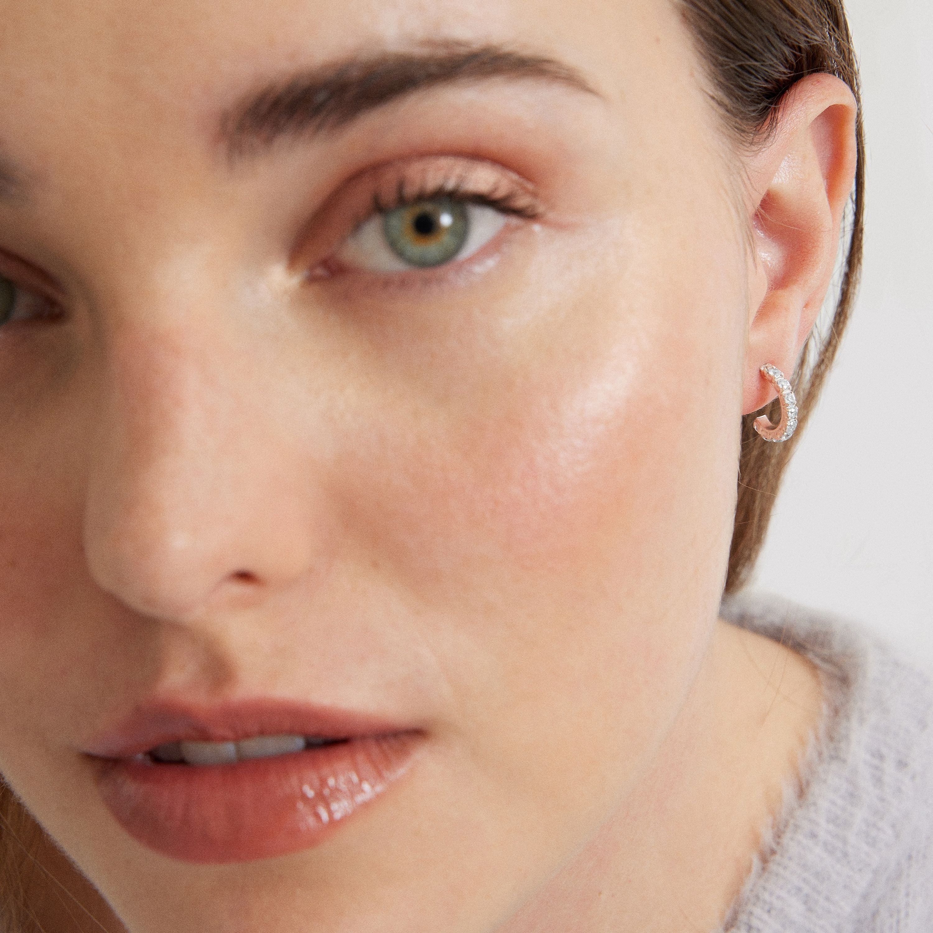 Boucles d'oreilles en argent sterling 925 finies en or rose 18K - Essential