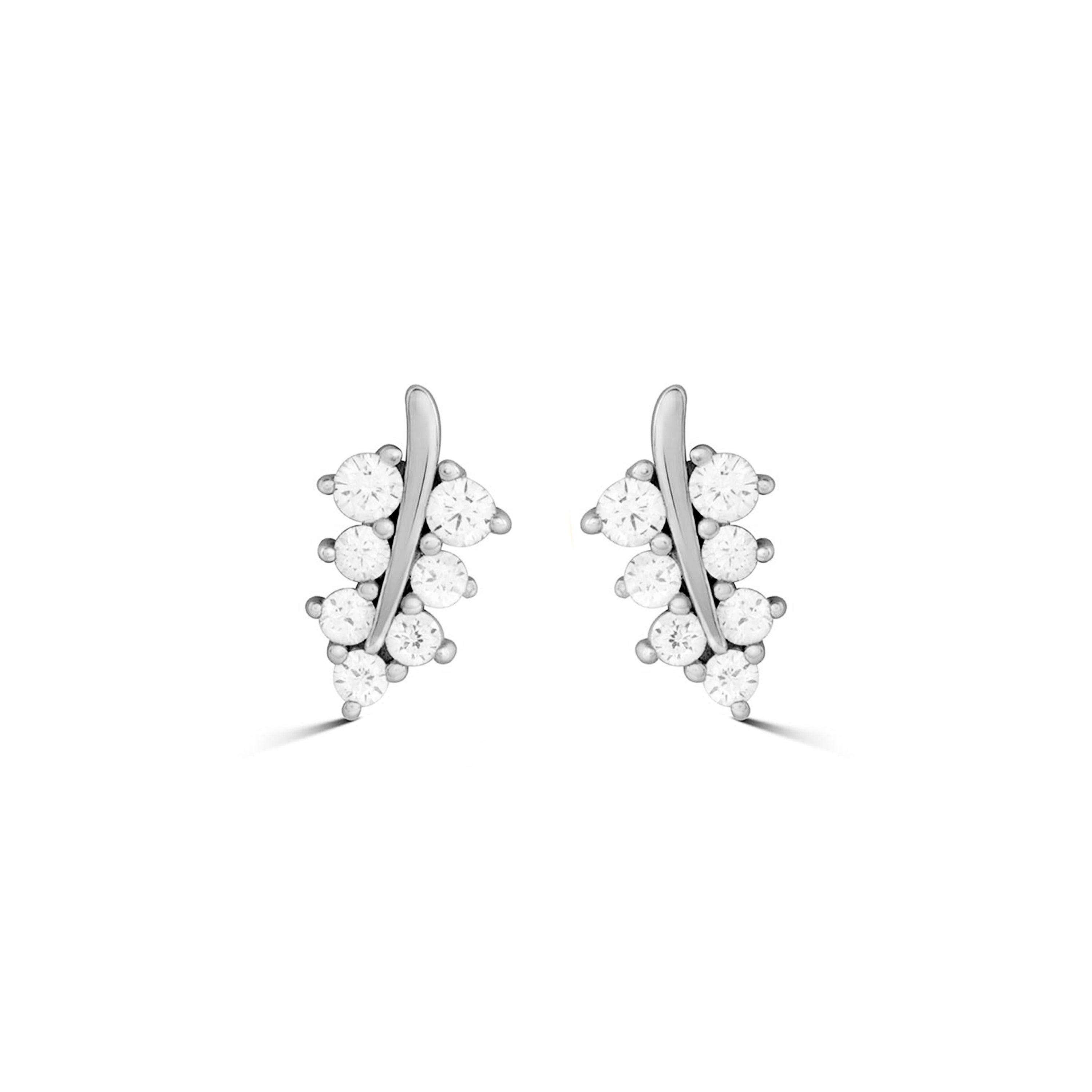 925 Sterling Silver Earrings with Brilliant Zirconia finished in Rhodium - Kuenia
