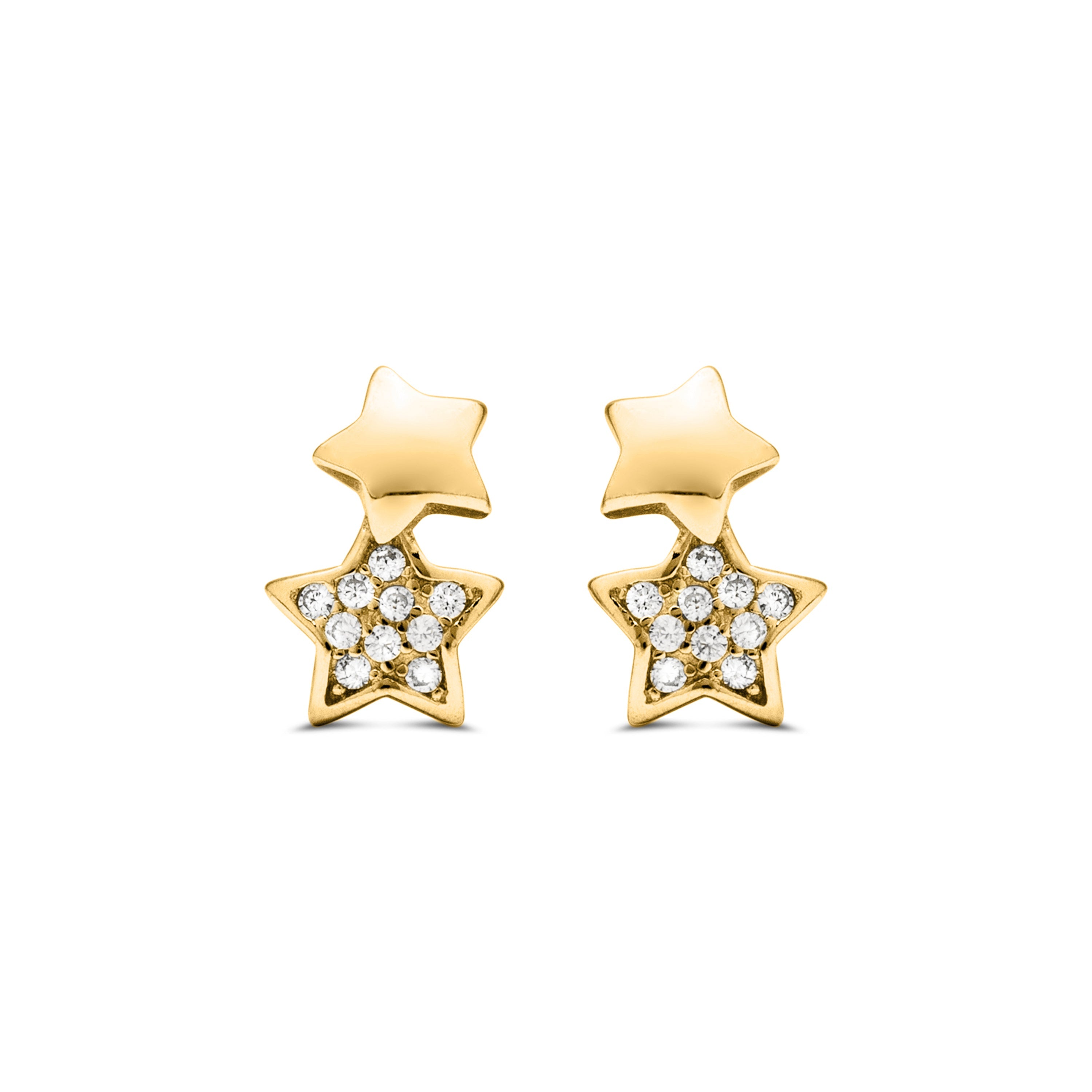 Boucles d'oreilles en argent sterling 925 avec zircon brillant finies en or jaune 18K - Lili