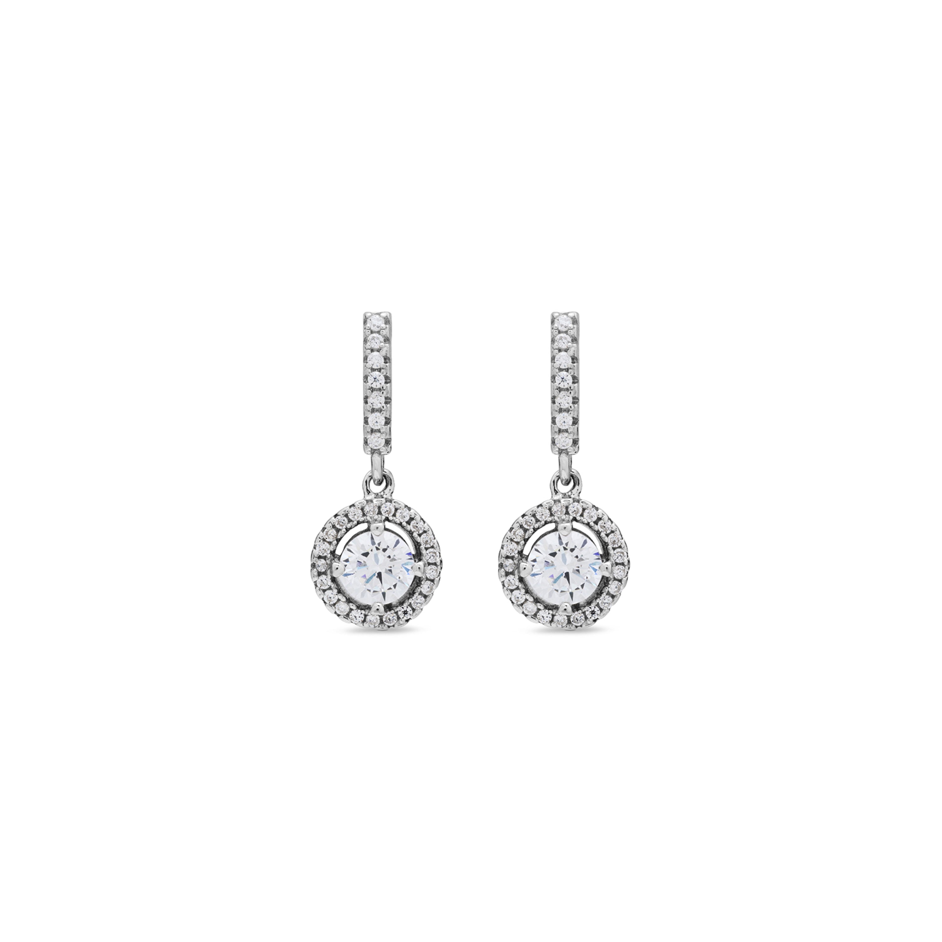 925 Sterling Silver Earrings with Brilliant Zirconia finished in rhodium - Gusu